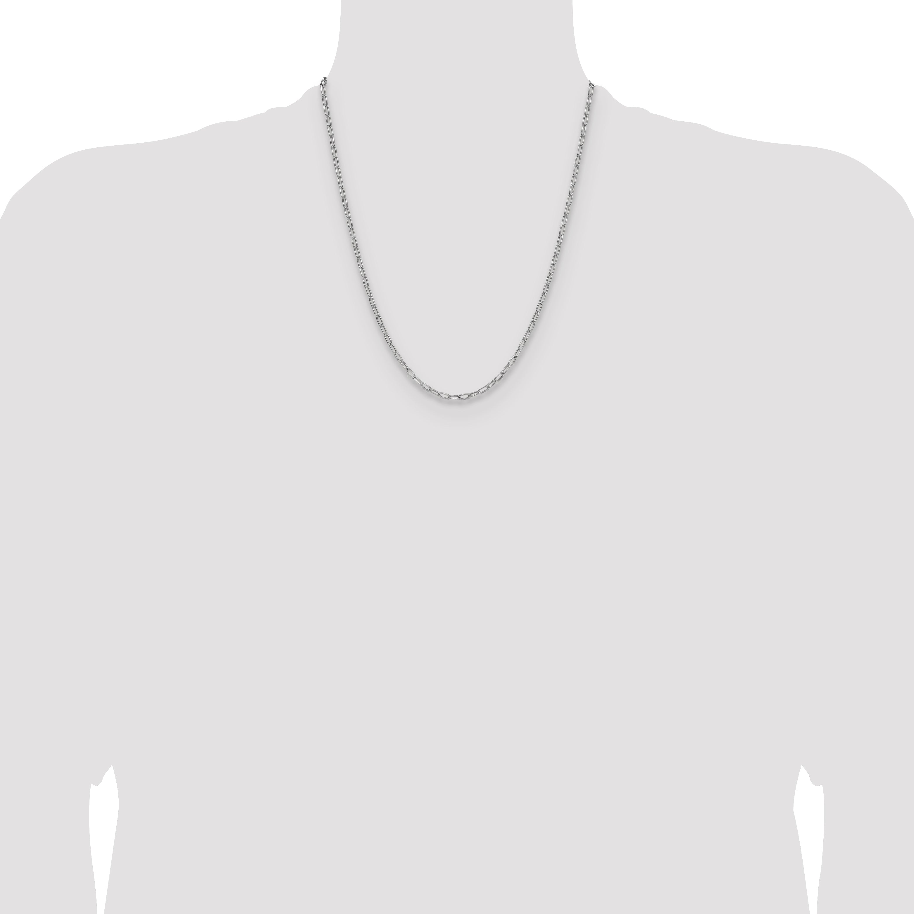 14k White Gold 3.0mm Semi-Solid Beveled Paperclip Chain