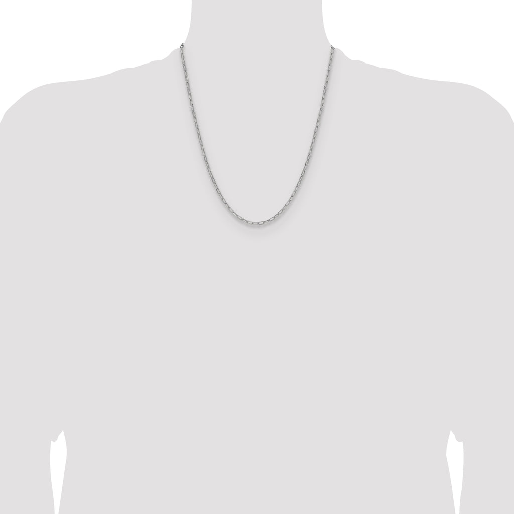 14k White Gold 3.0mm Semi-Solid Beveled Paperclip Chain