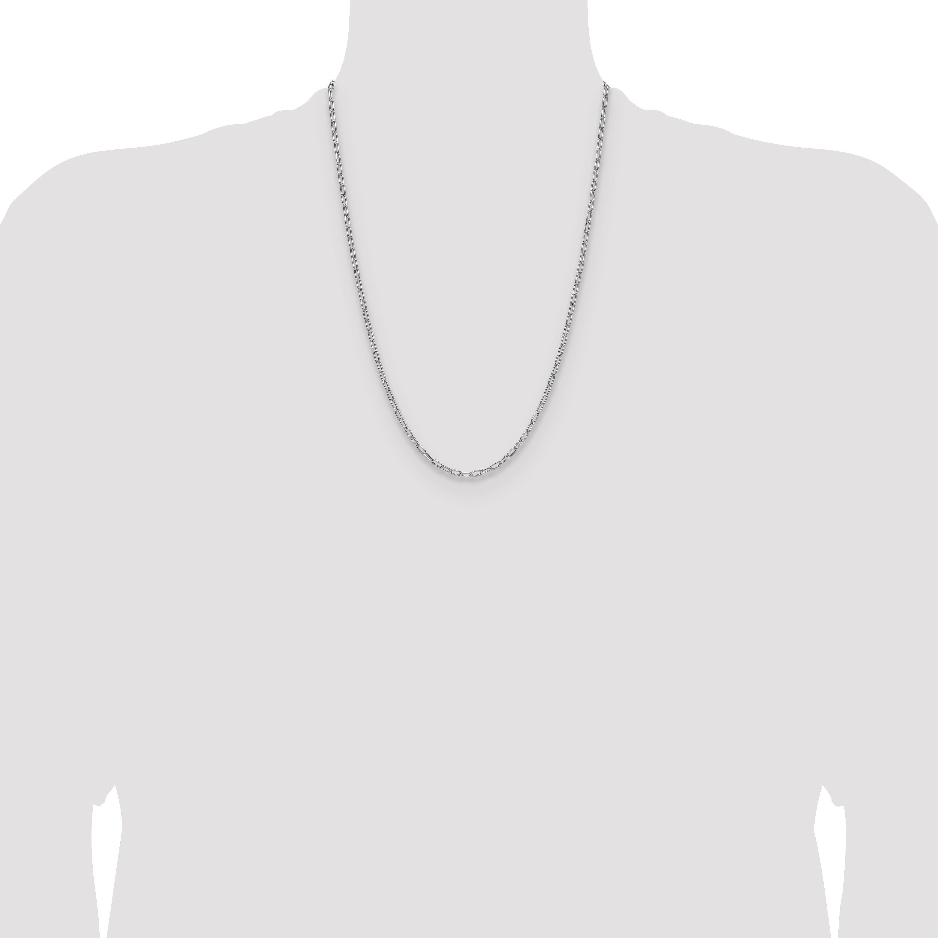 14k White Gold 3.0mm Semi-Solid Beveled Paperclip Chain