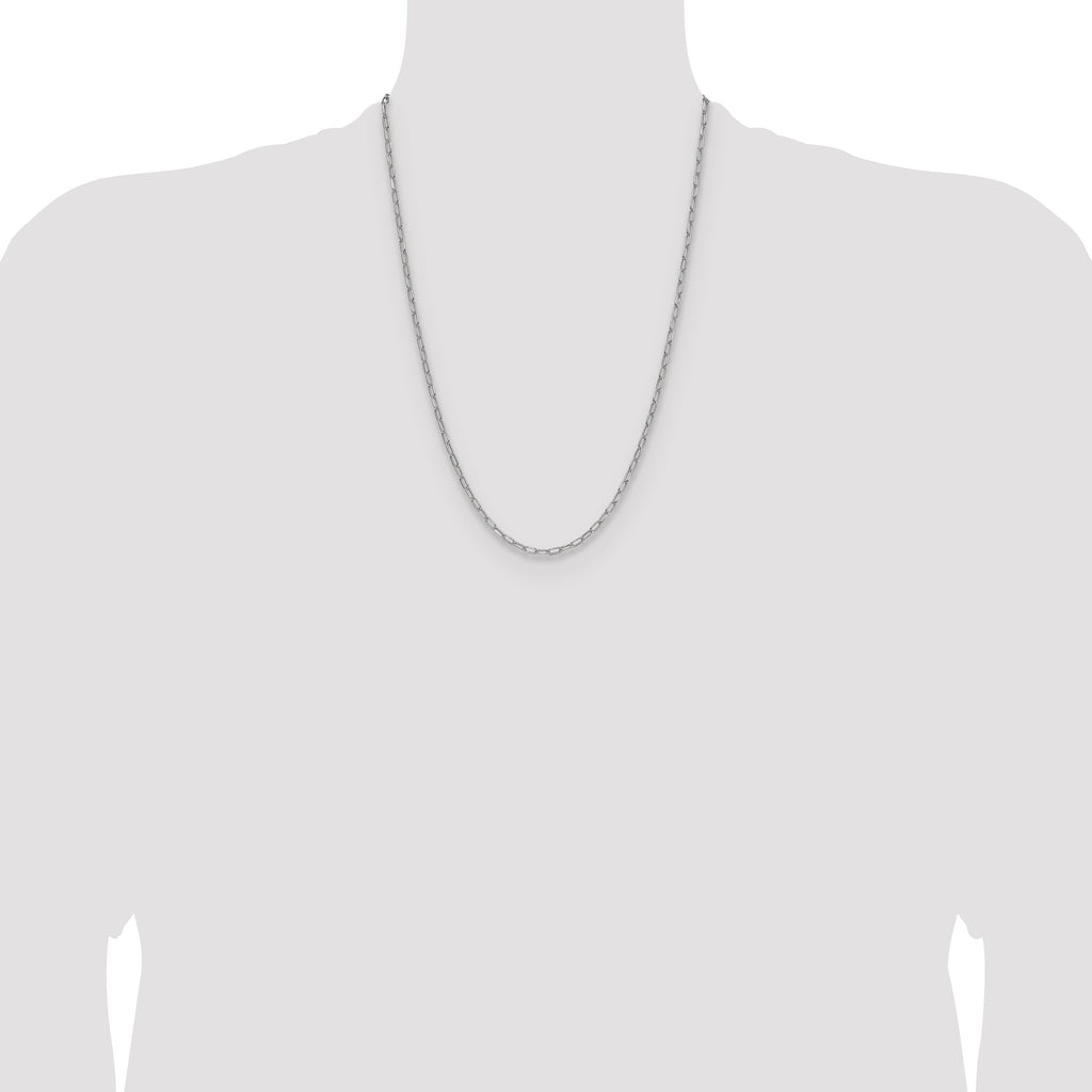 14k White Gold 3.0mm Semi-Solid Beveled Paperclip Chain