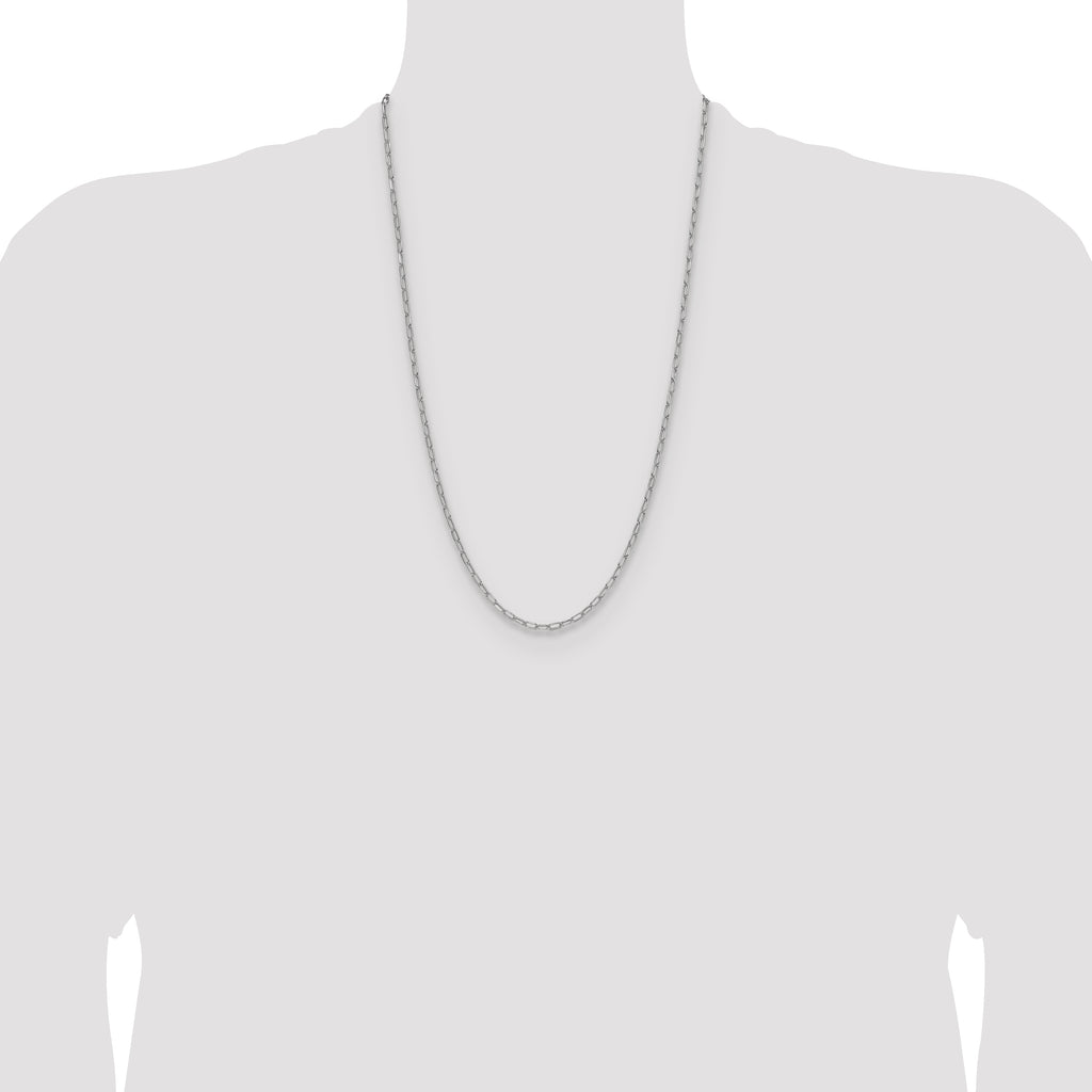 14k White Gold 3.0mm Semi-Solid Beveled Paperclip Chain