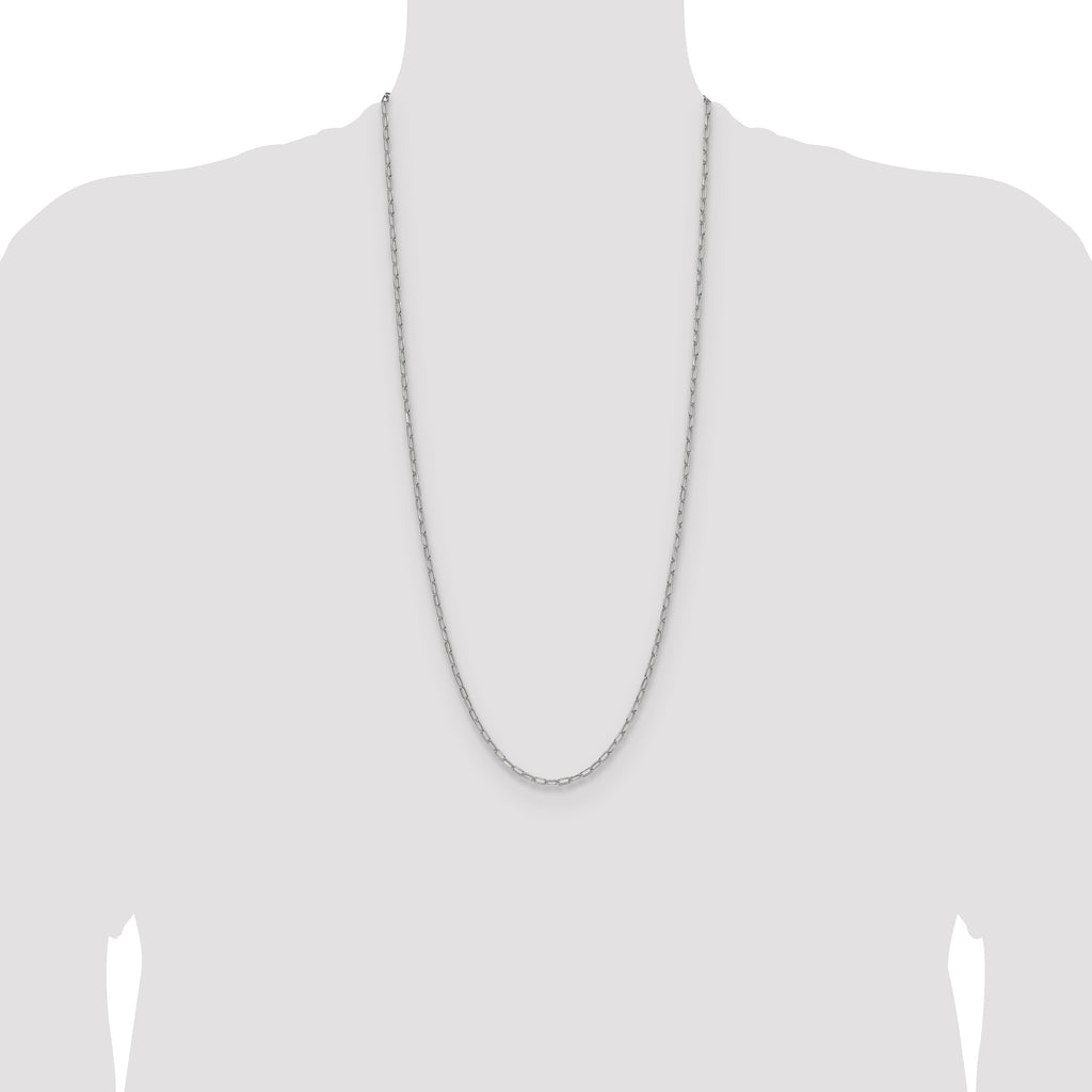14k White Gold 3.0mm Semi-Solid Beveled Paperclip Chain