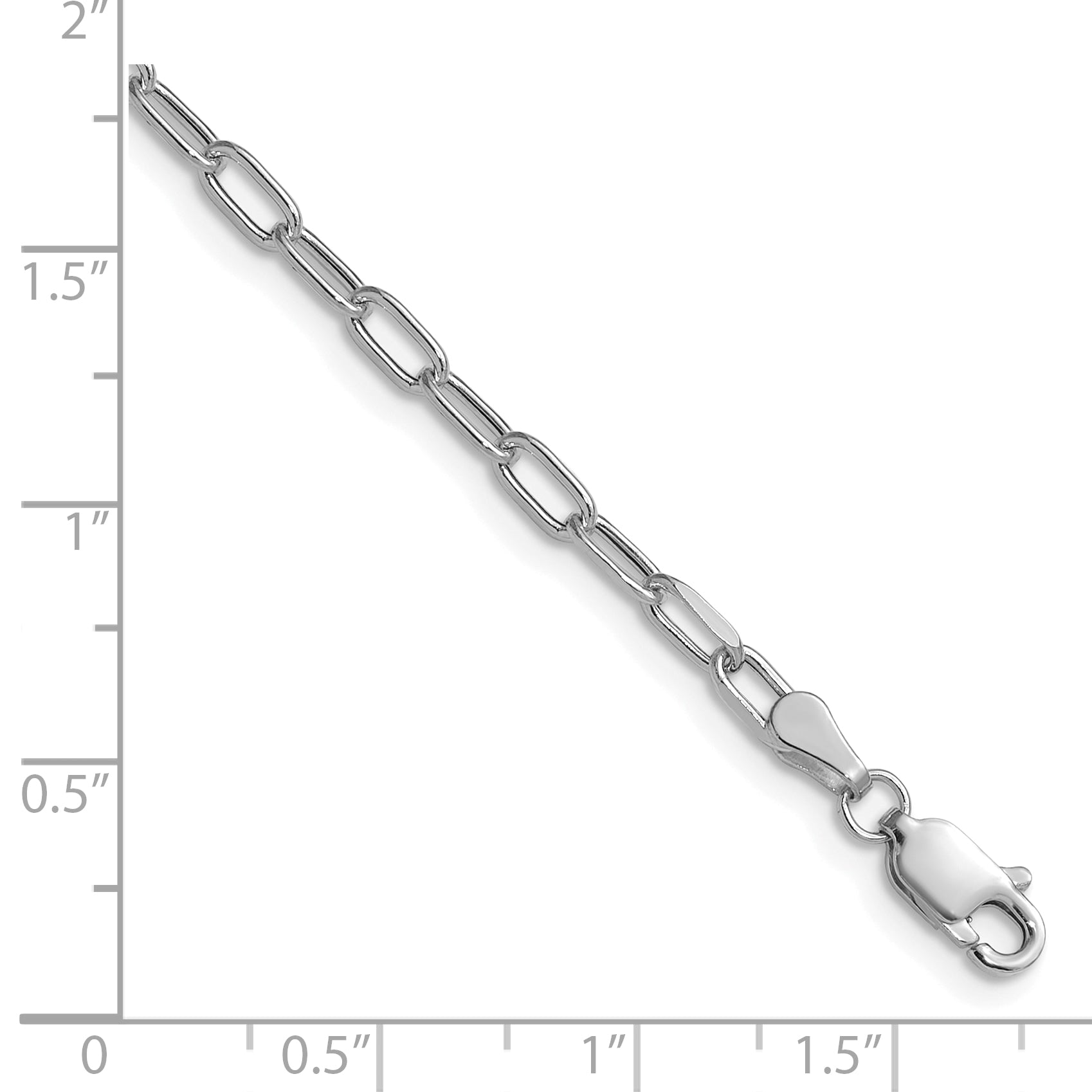 14k White Gold 3.0mm Semi-Solid Beveled Paperclip Chain