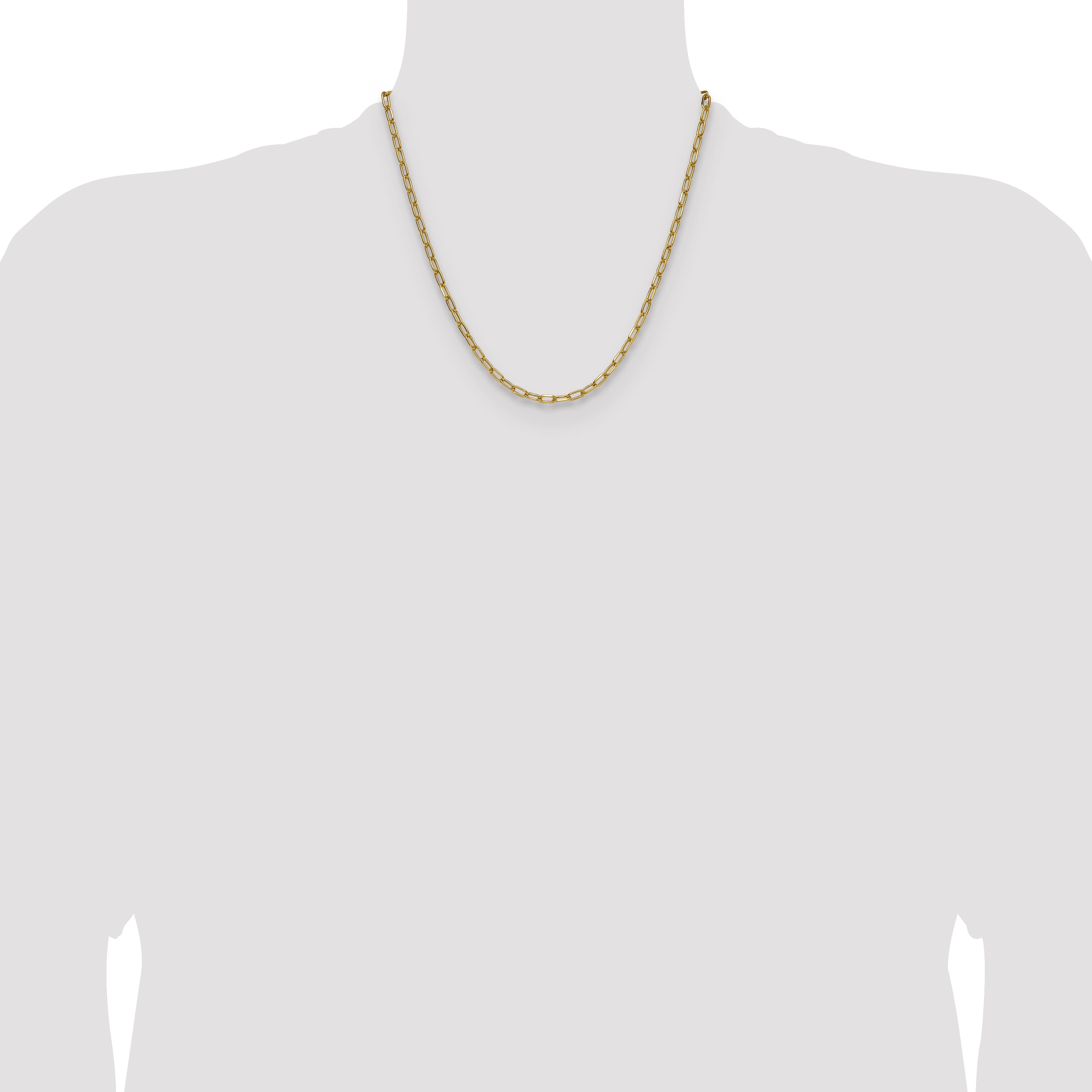 14k 3.7mm Semi-Solid Beveled Paperclip Chain
