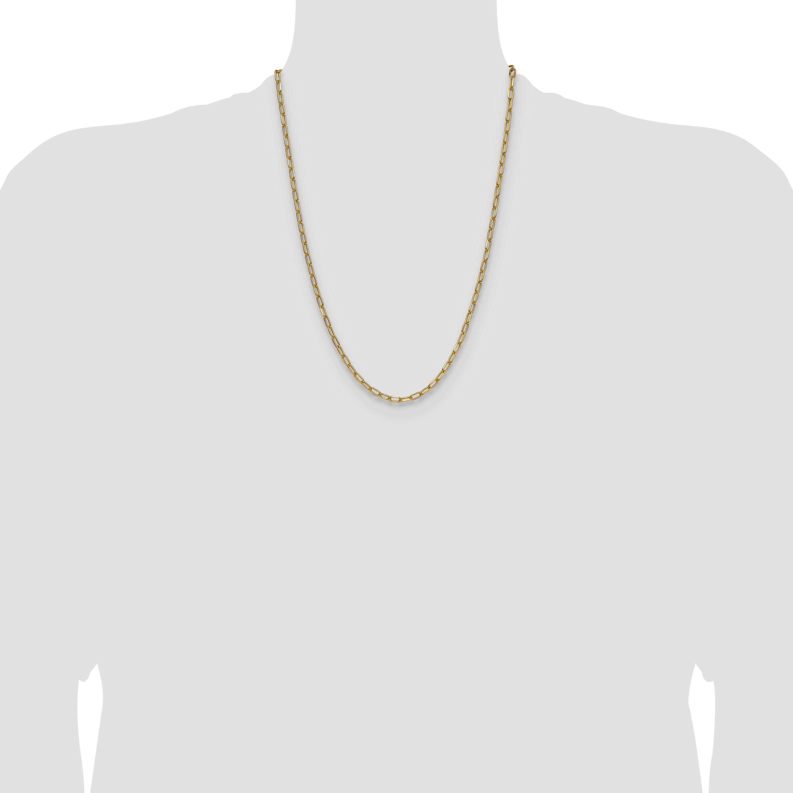 14k 3.7mm Semi-Solid Beveled Paperclip Chain
