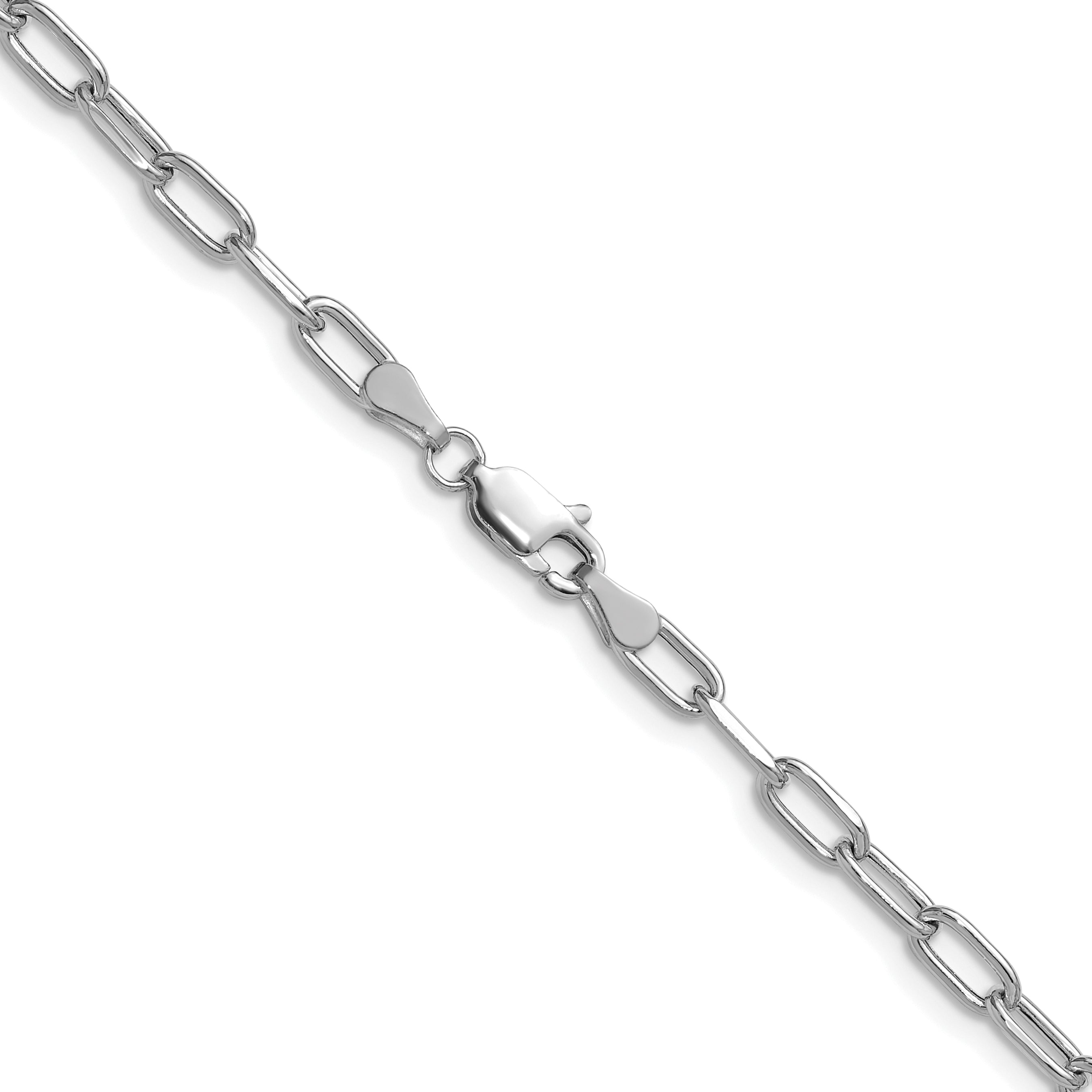 14k White Gold 3.7mm Semi-Solid Beveled Paperclip Chain