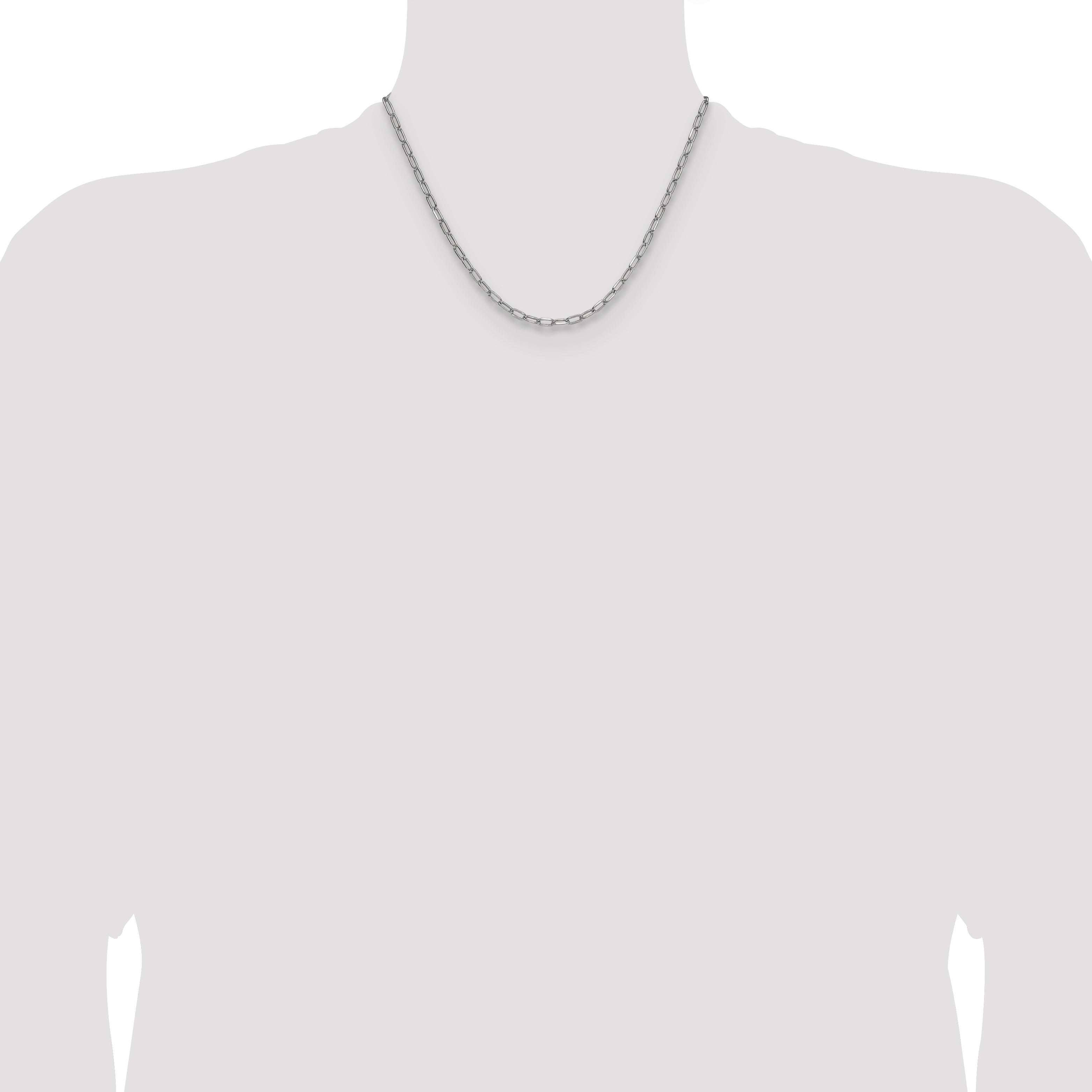 14k White Gold 3.7mm Semi-Solid Beveled Paperclip Chain