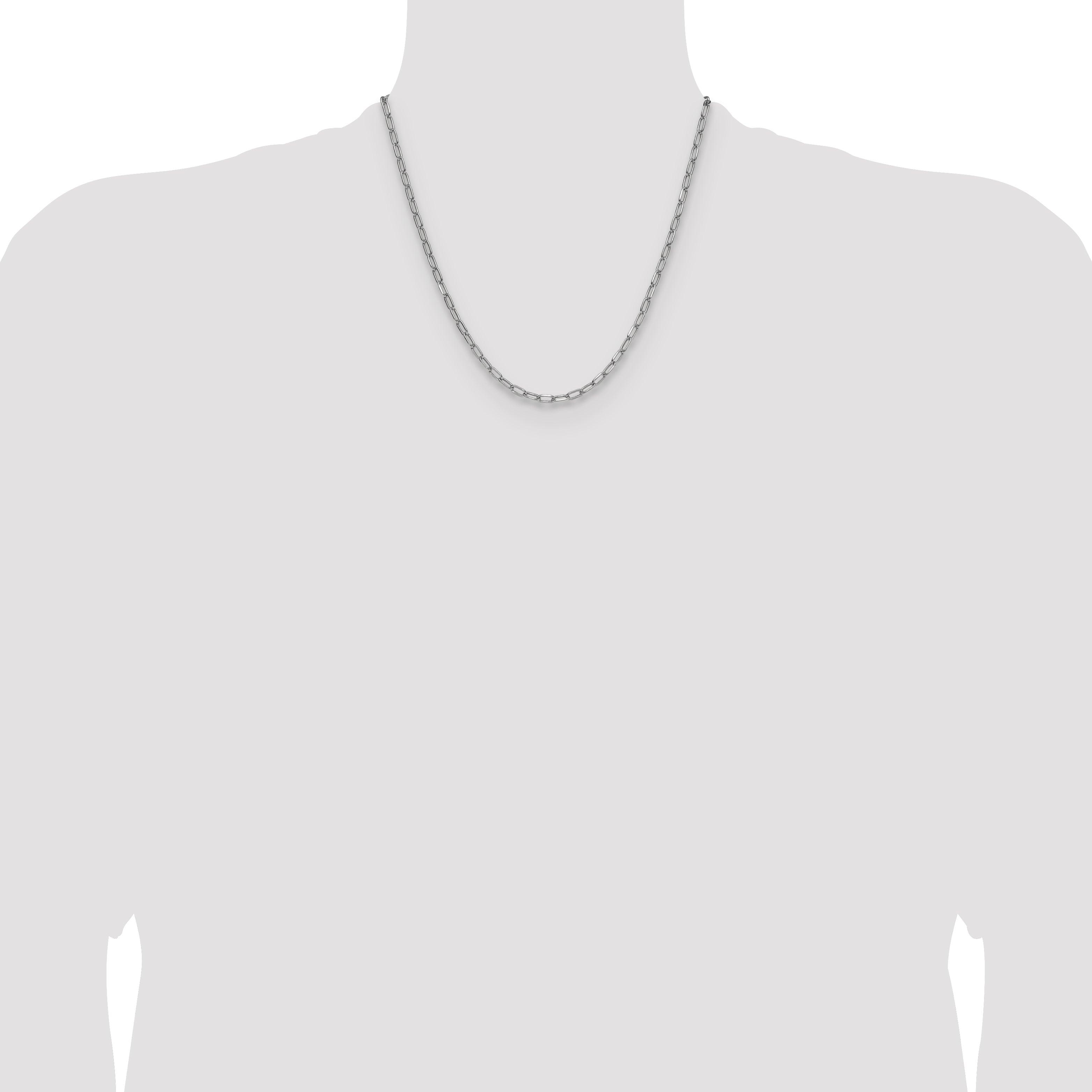 14k White Gold 3.7mm Semi-Solid Beveled Paperclip Chain