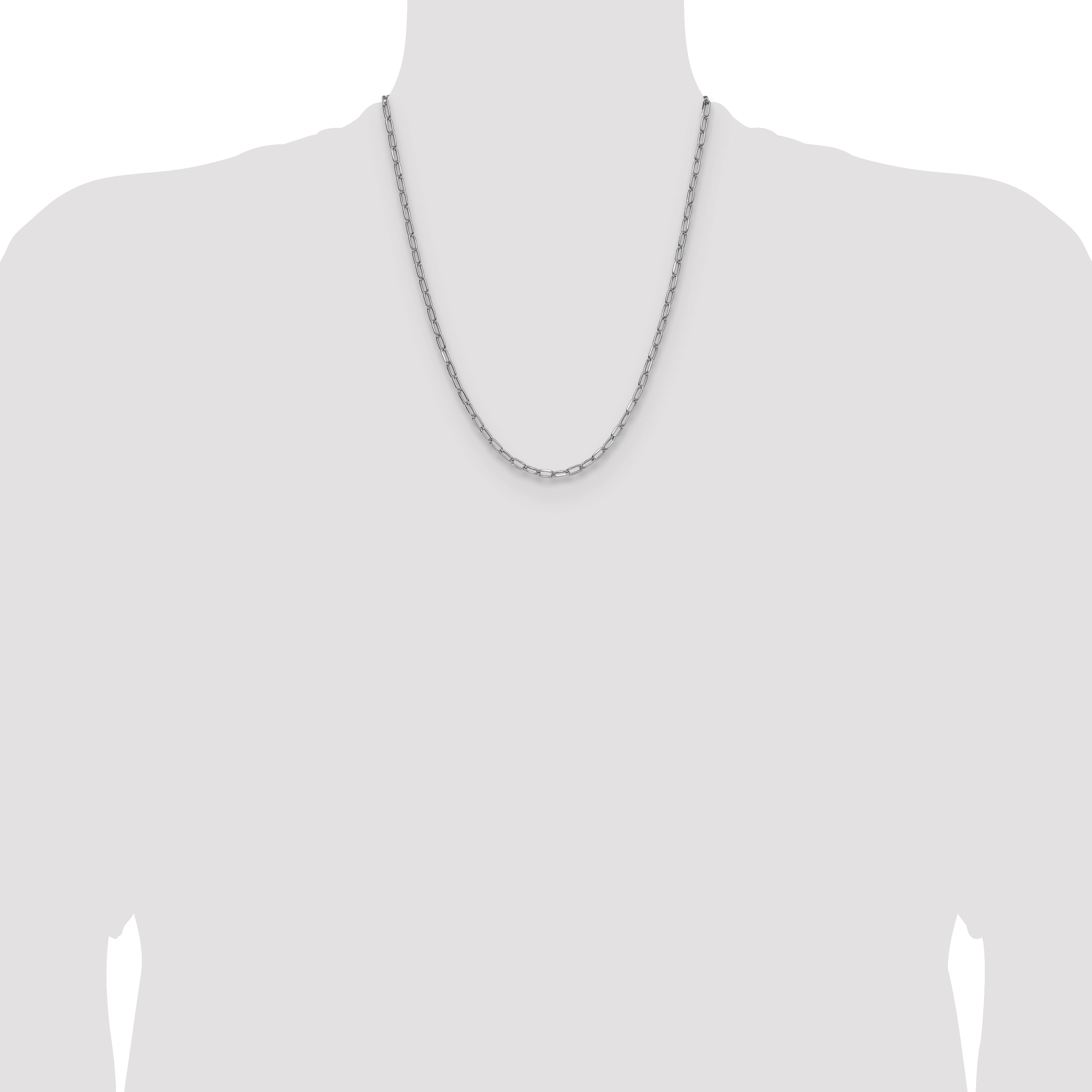 14k White Gold 3.7mm Semi-Solid Beveled Paperclip Chain