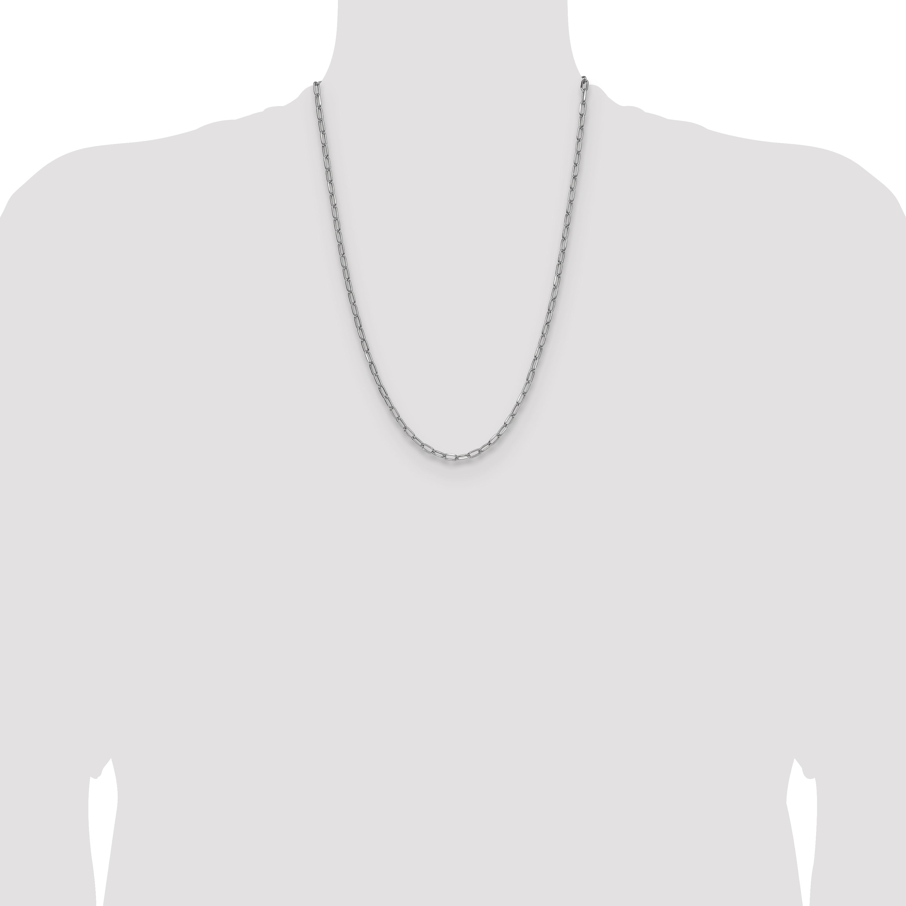 14k White Gold 3.7mm Semi-Solid Beveled Paperclip Chain