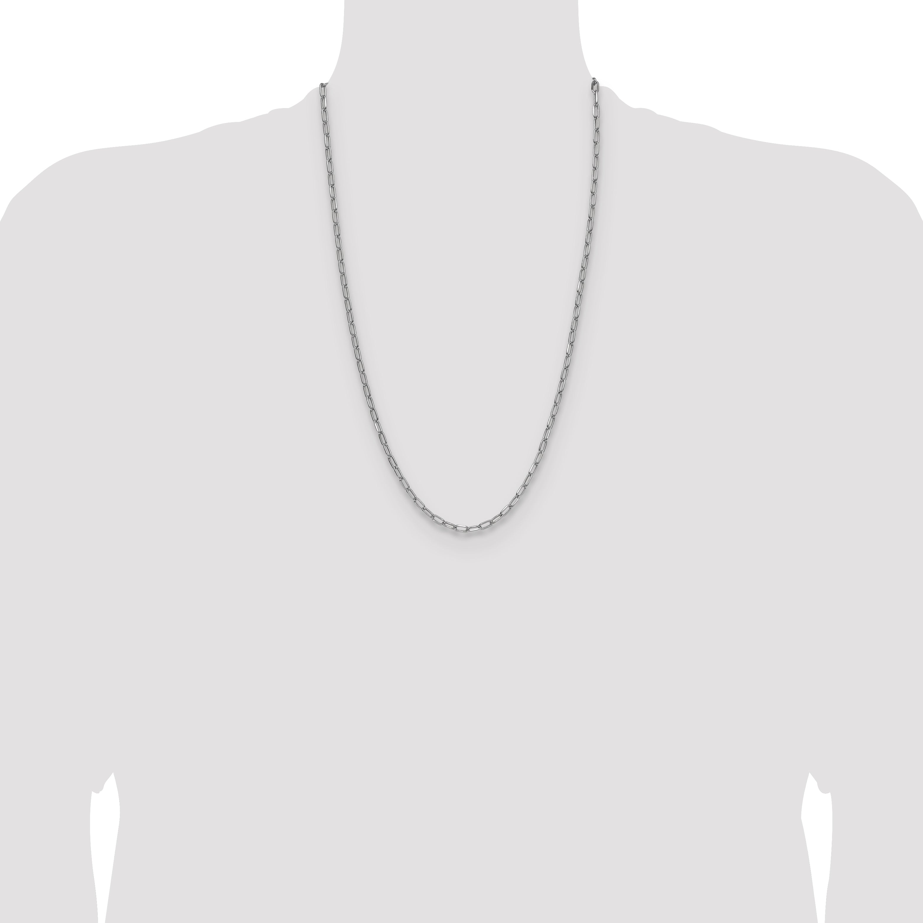 14k White Gold 3.7mm Semi-Solid Beveled Paperclip Chain