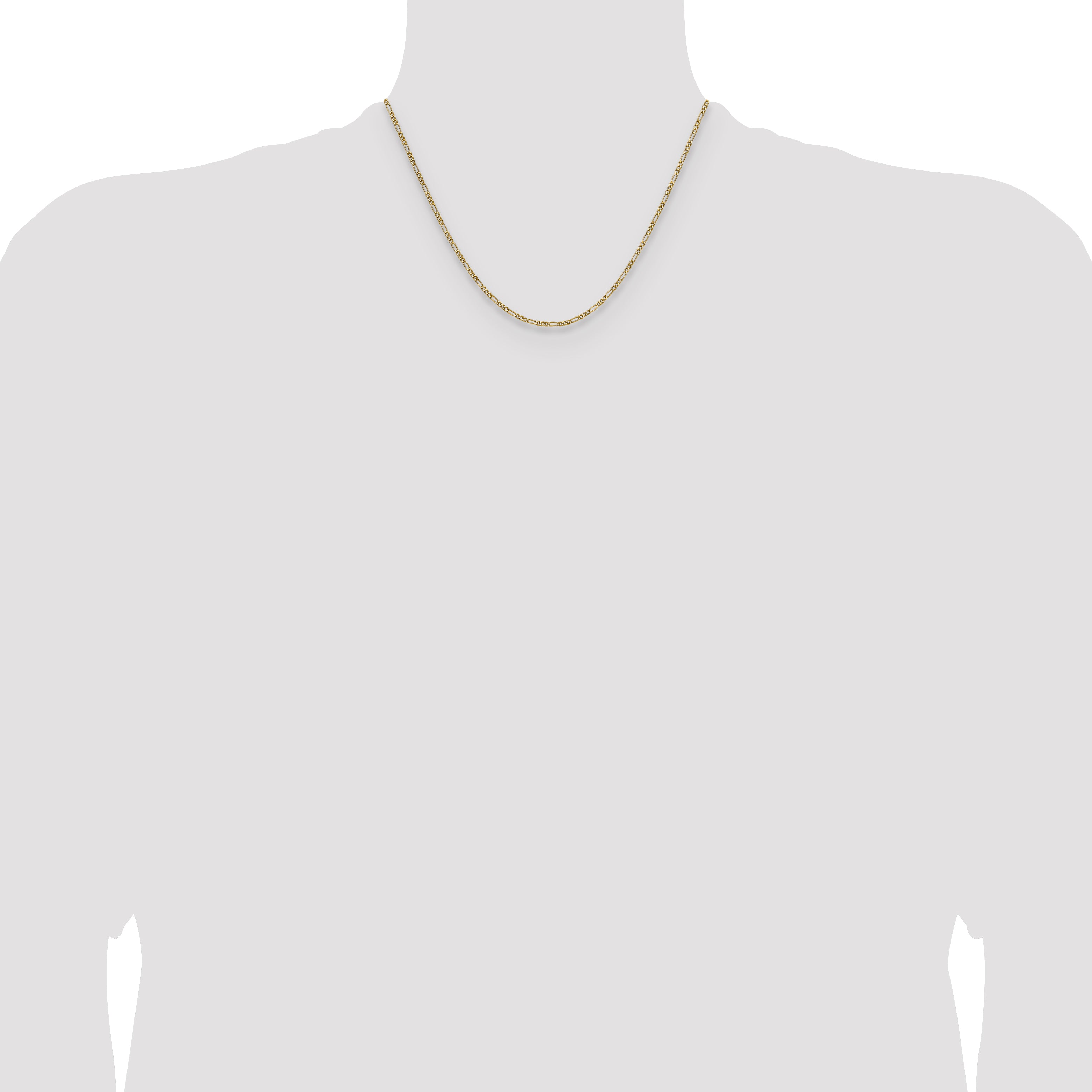 14k 1.9mm Semi-Solid Figaro Chain