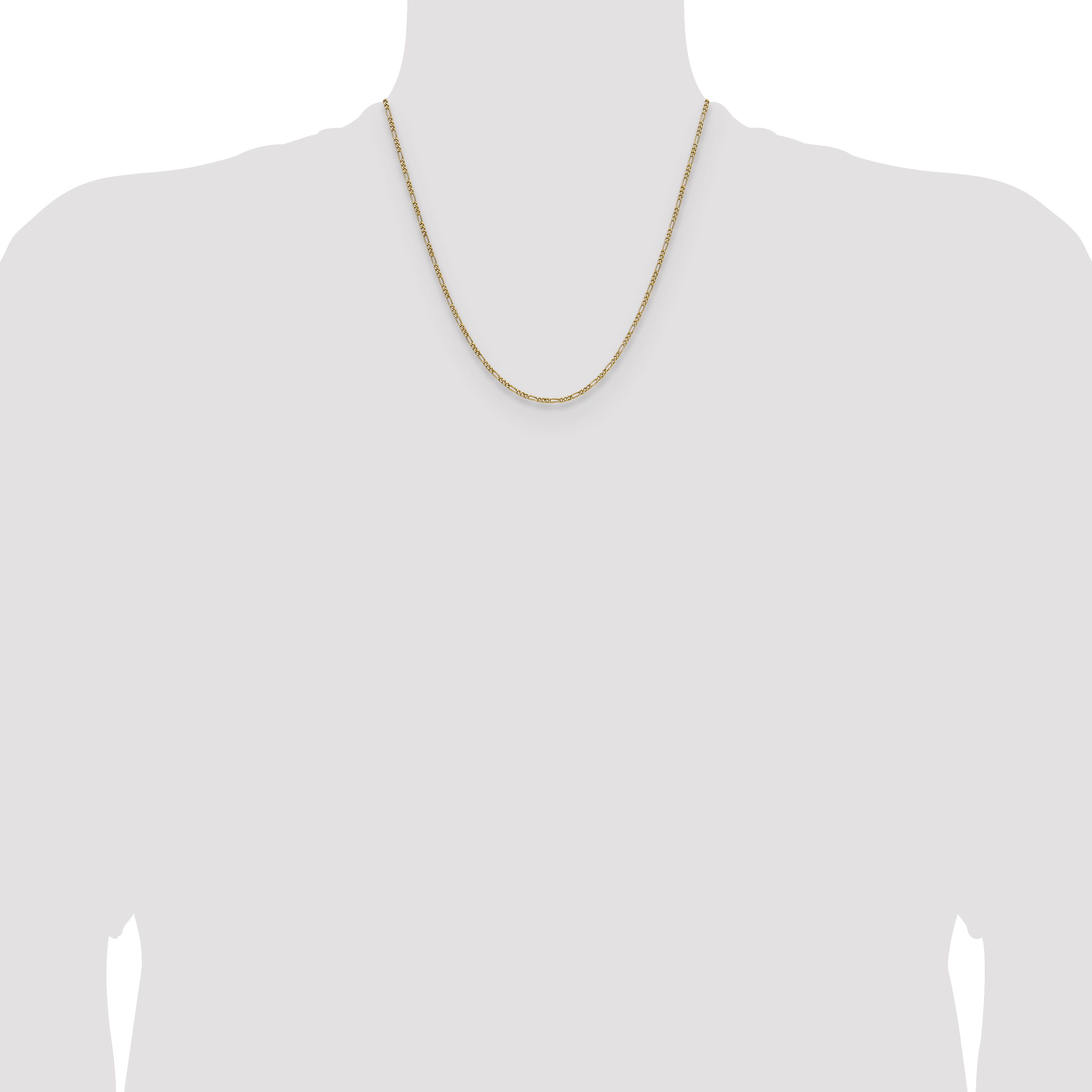 14k 1.9mm Semi-Solid Figaro Chain