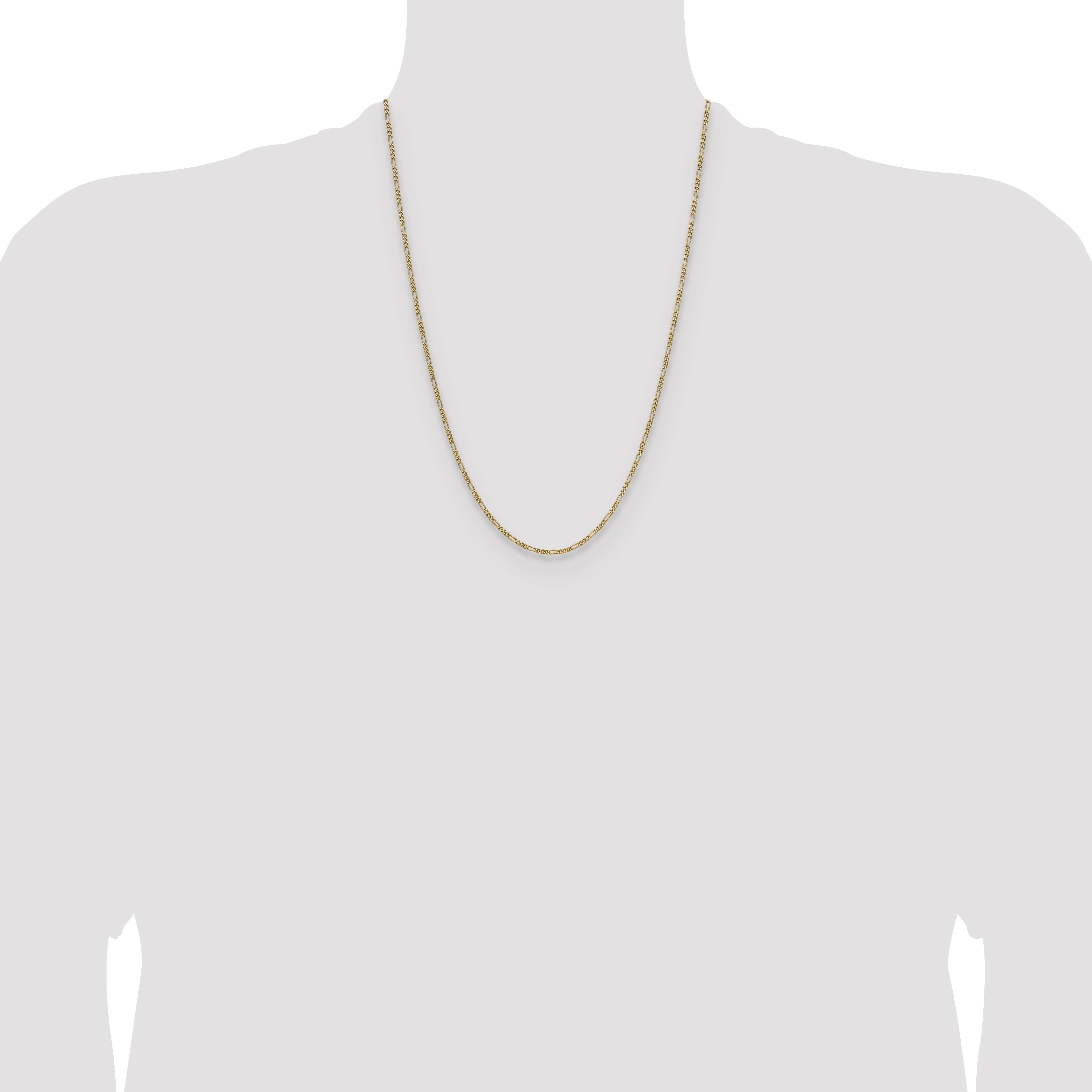 14k 1.9mm Semi-Solid Figaro Chain