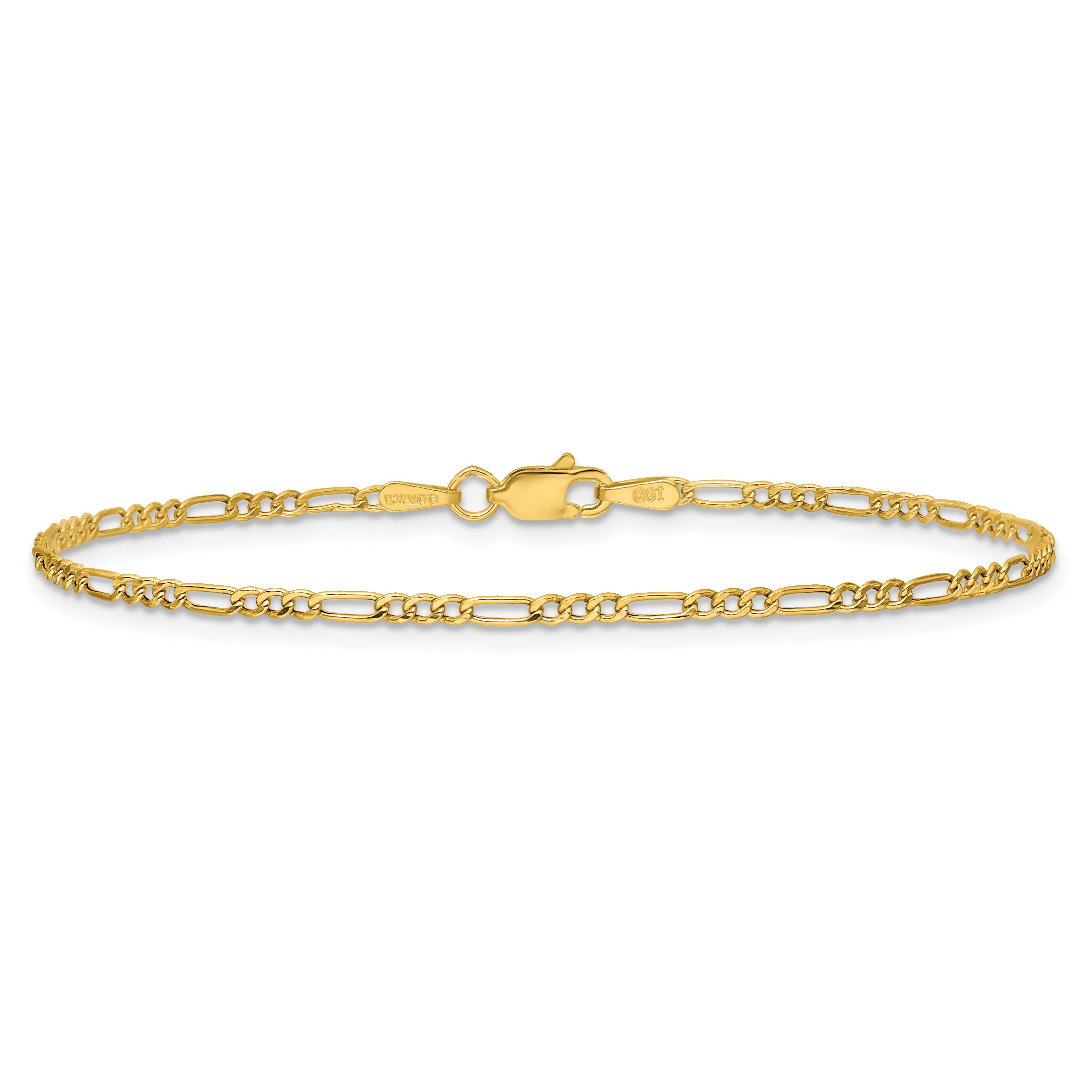 14k 1.9mm Semi-Solid Figaro Chain