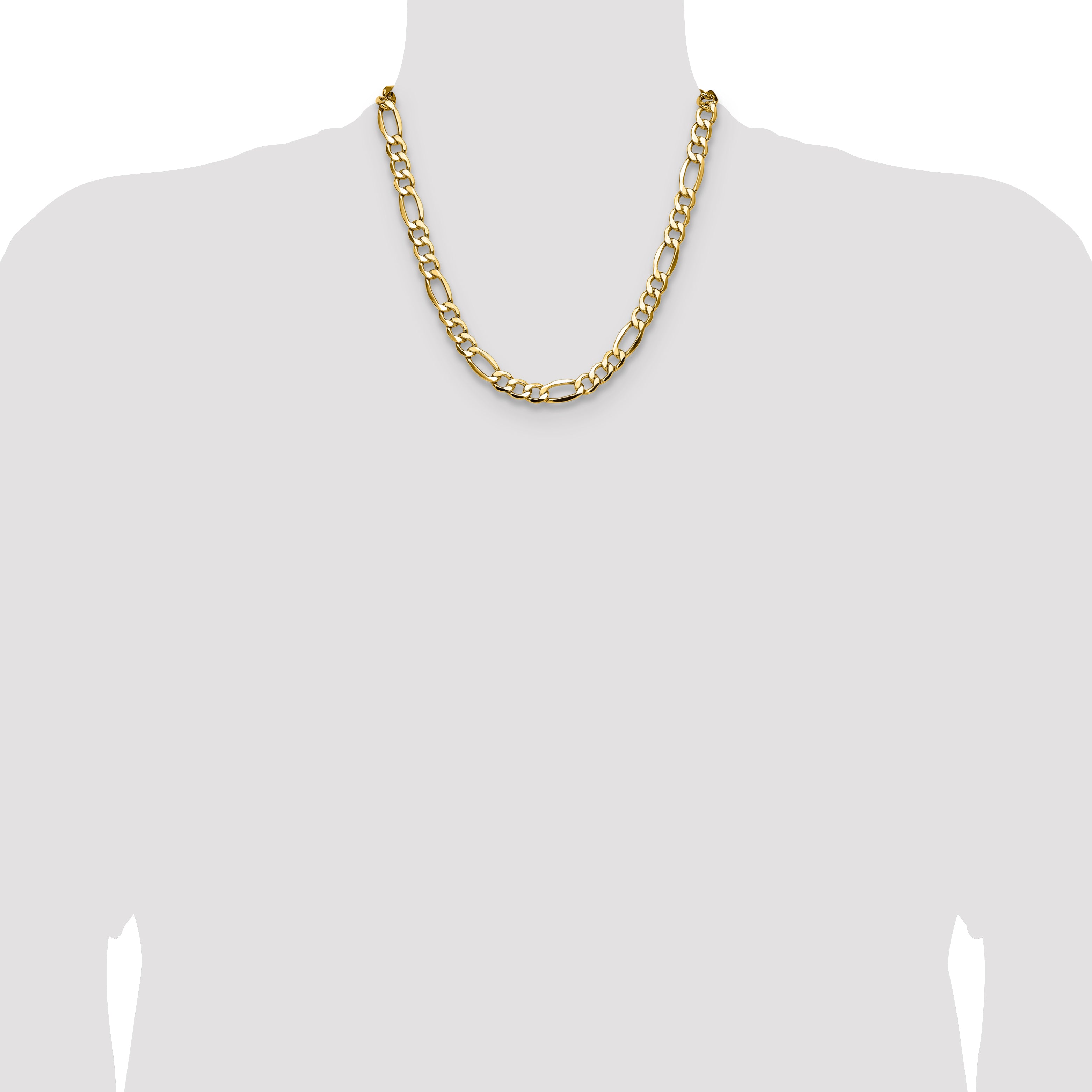 14k 9.4mm Semi-Solid Figaro Chain