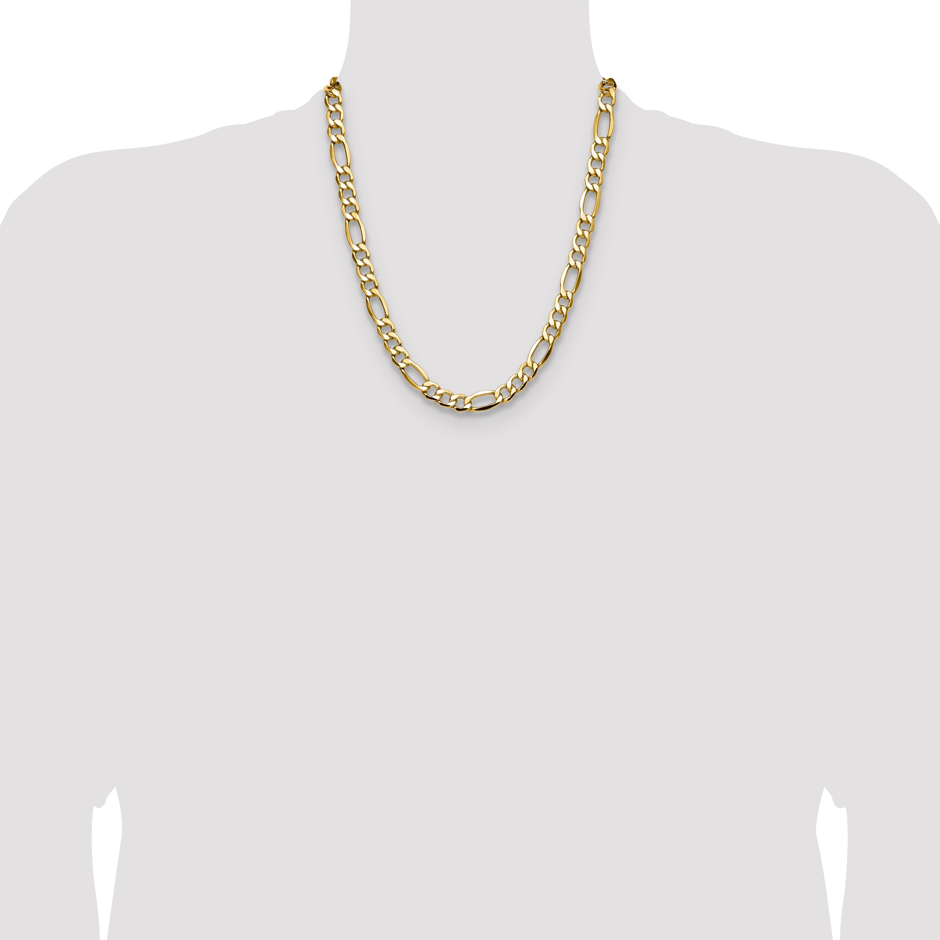 14k 9.4mm Semi-Solid Figaro Chain