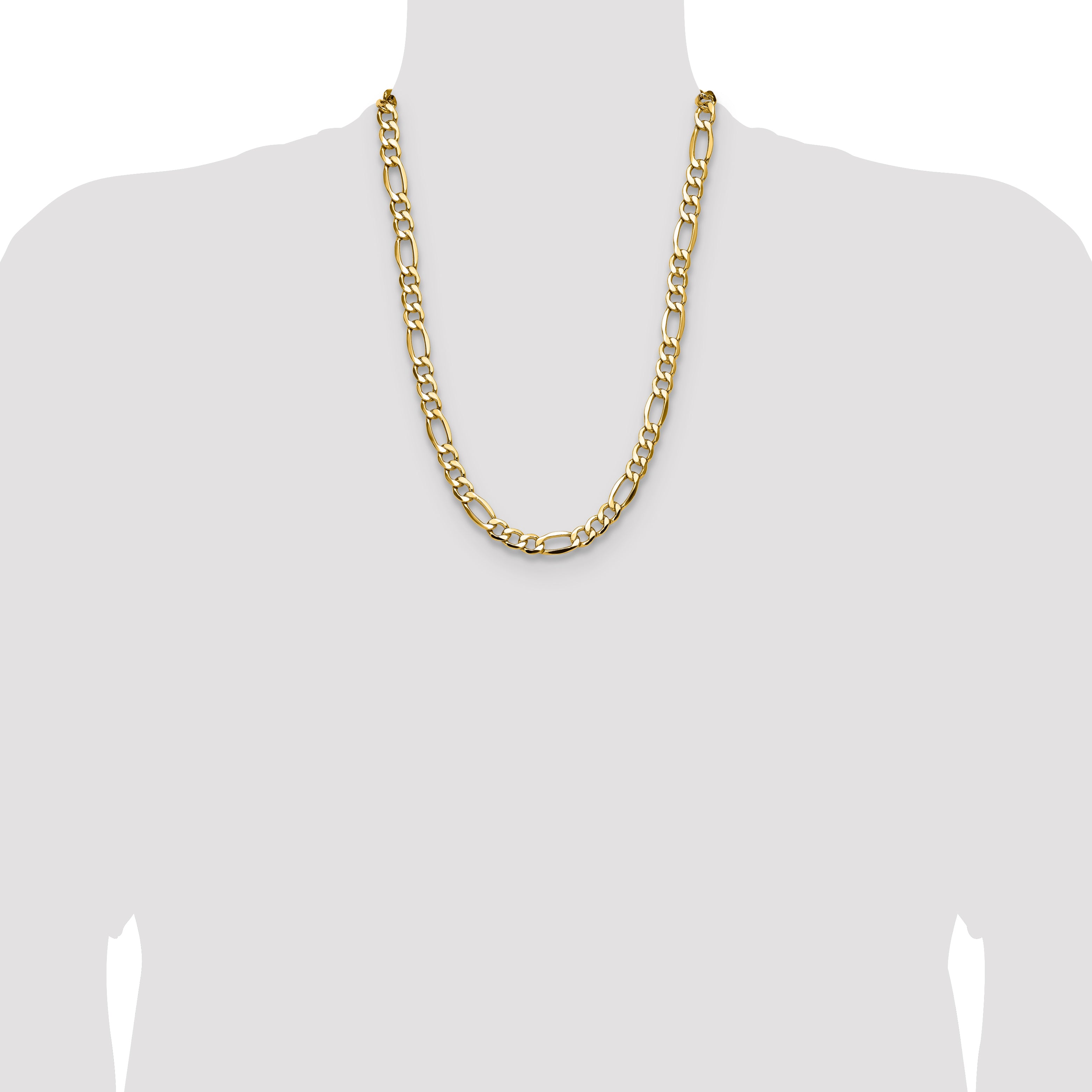 14k 9.4mm Semi-Solid Figaro Chain