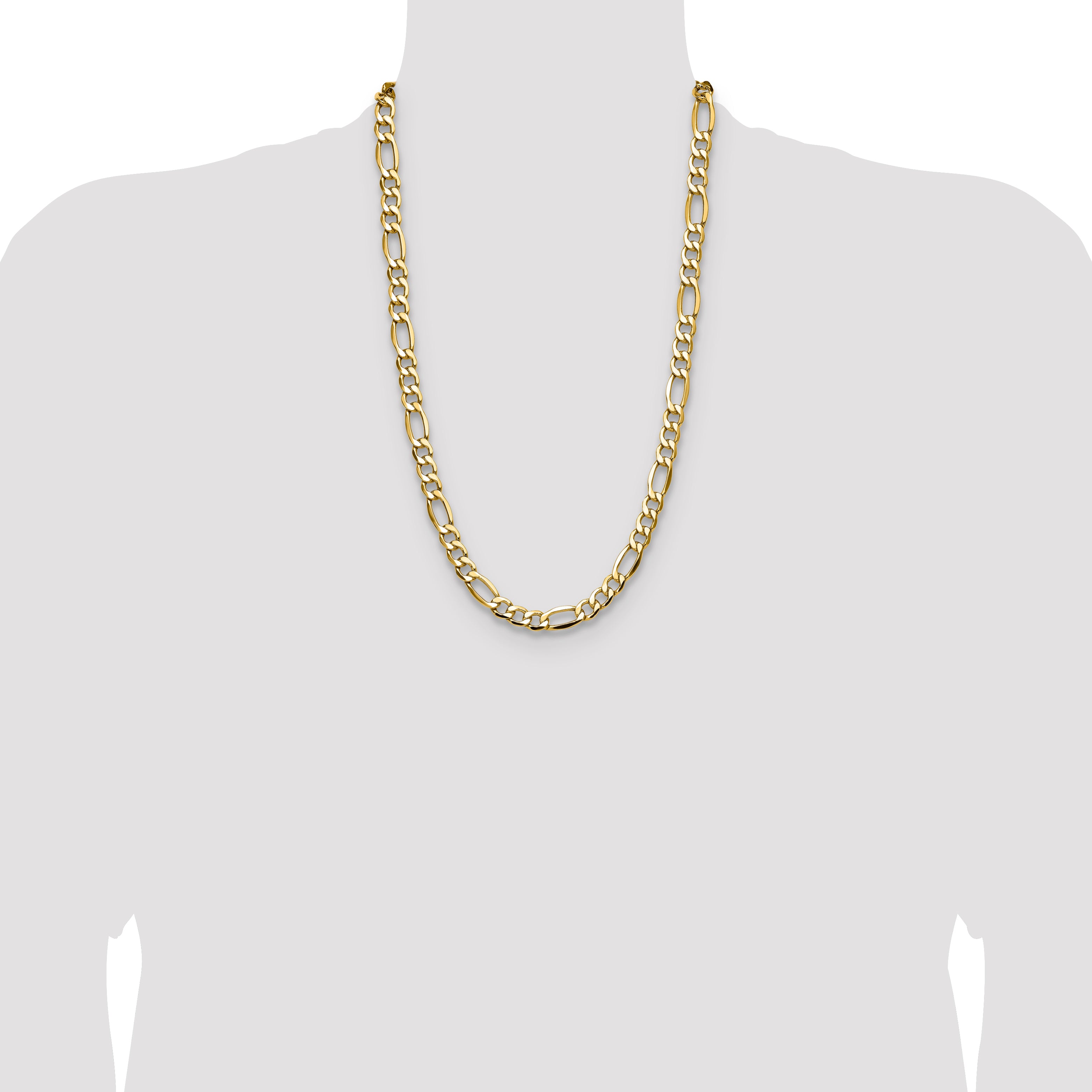 14k 9.4mm Semi-Solid Figaro Chain