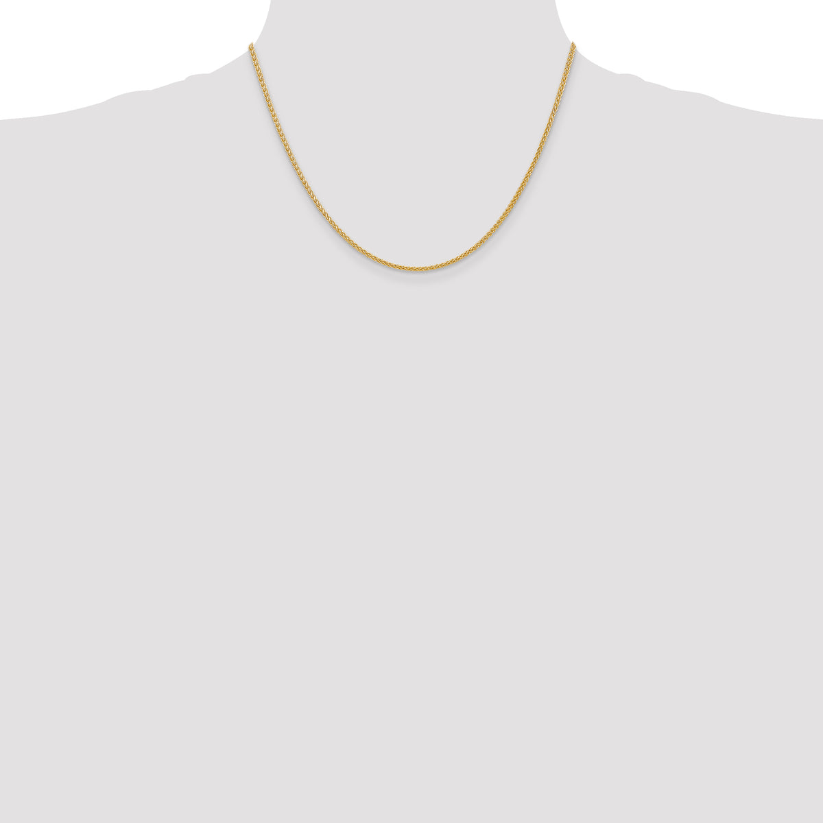 14K 18 inch 2mm Semi-Solid Wheat with Lobster Clasp Chain