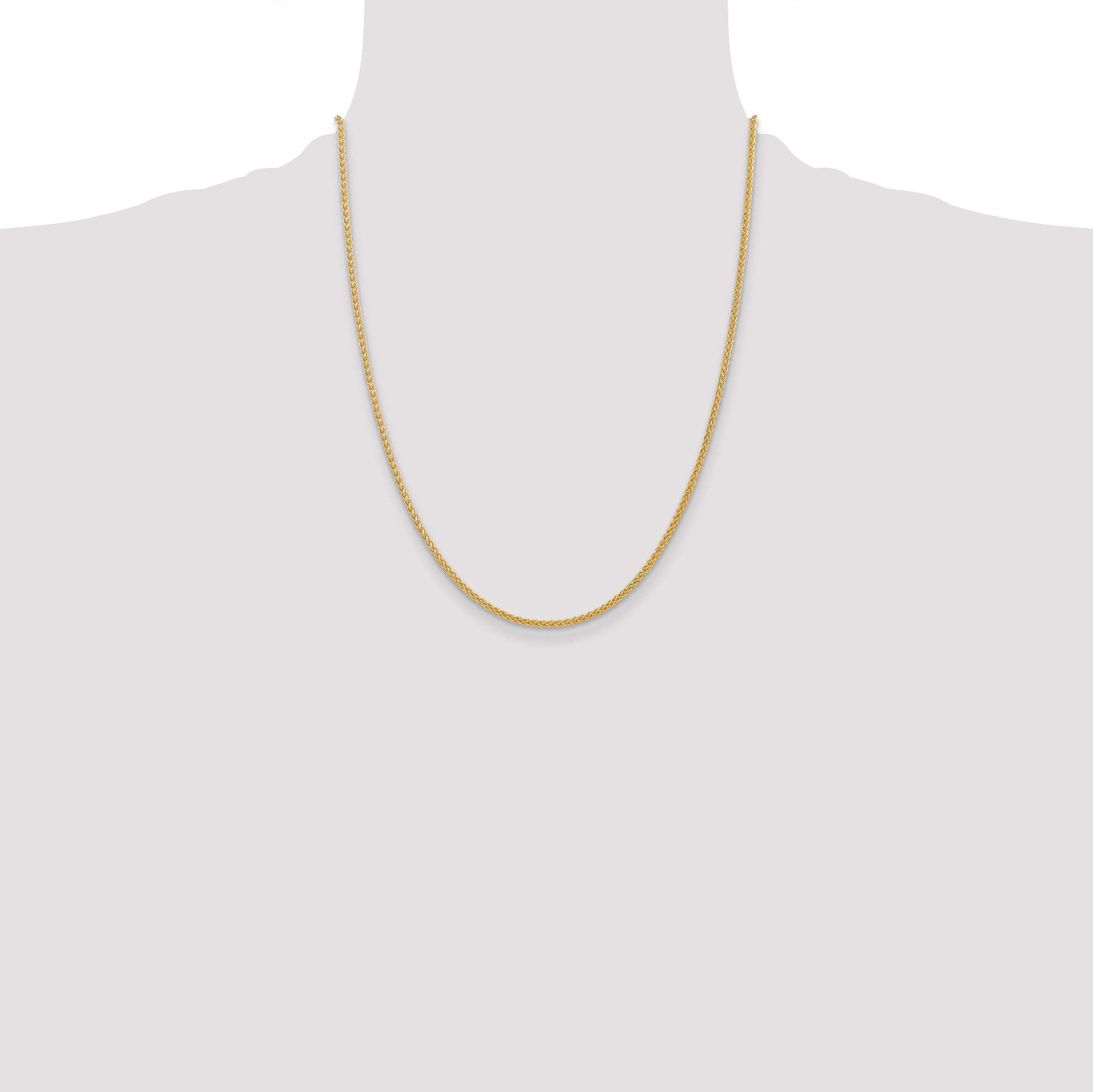 14K 22 inch 2mm Semi-Solid Wheat with Lobster Clasp Chain