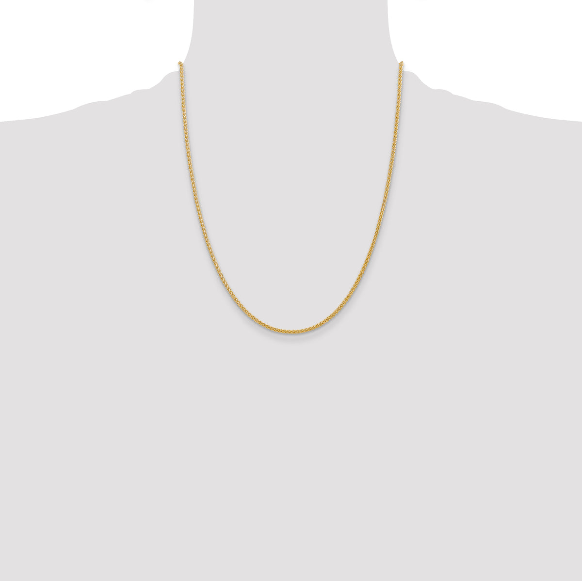 14K 22 inch 2mm Semi-Solid Wheat with Lobster Clasp Chain