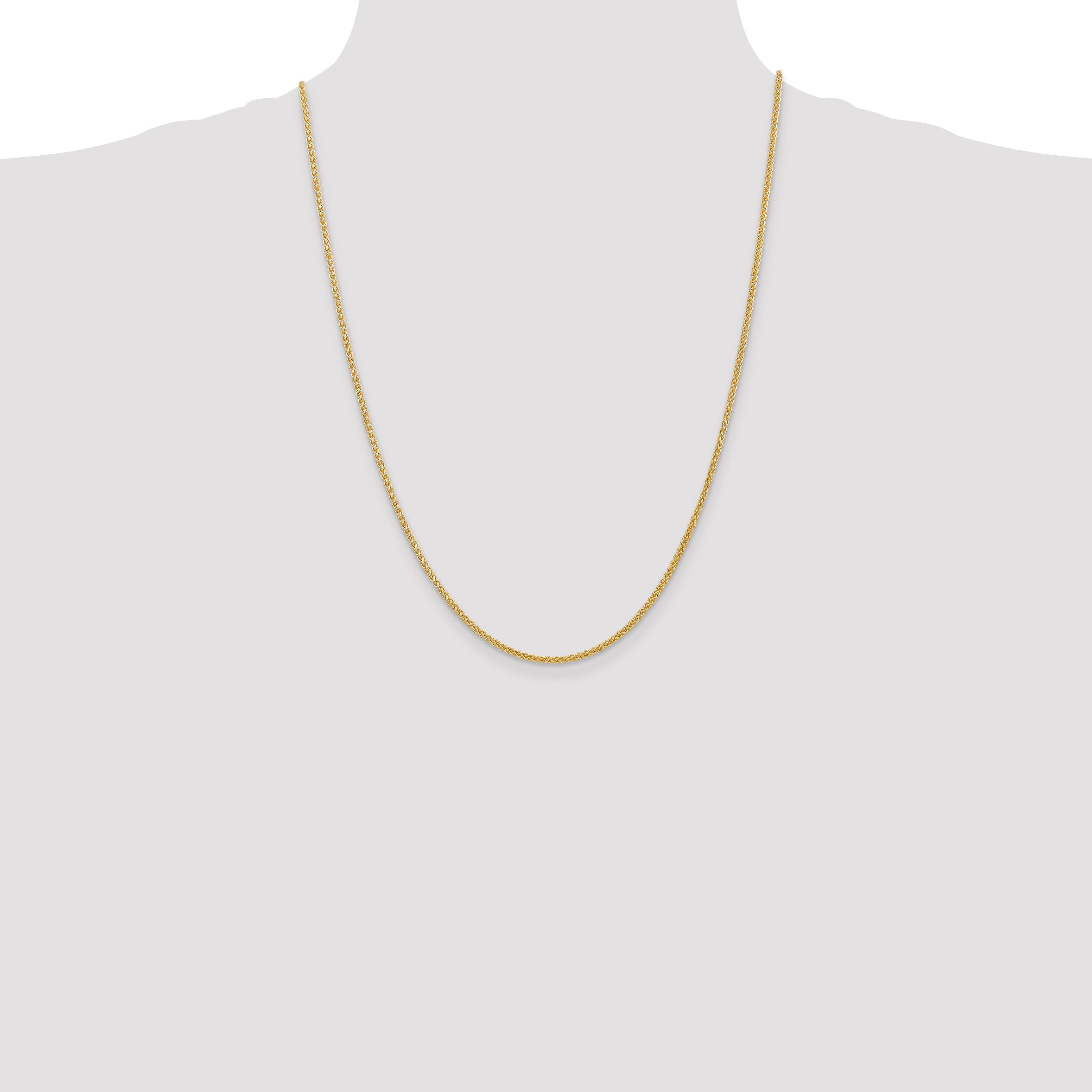 14K 24 inch 2mm Semi-Solid Wheat with Lobster Clasp Chain