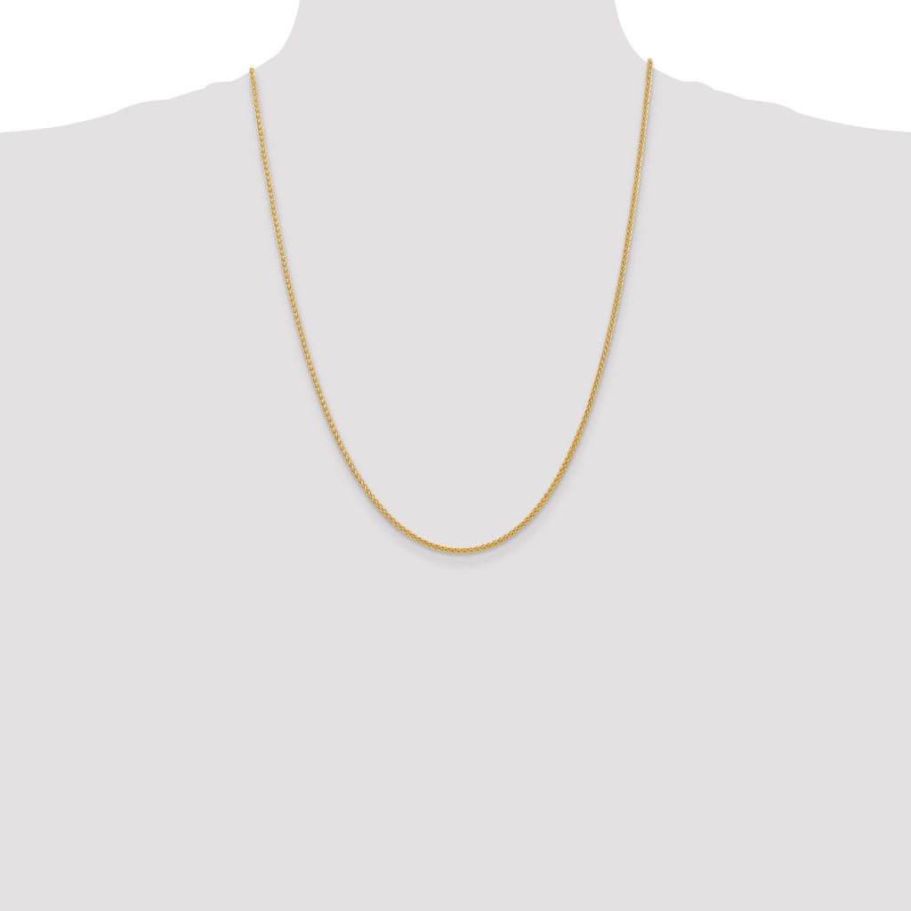 14K 24 inch 2mm Semi-Solid Wheat with Lobster Clasp Chain