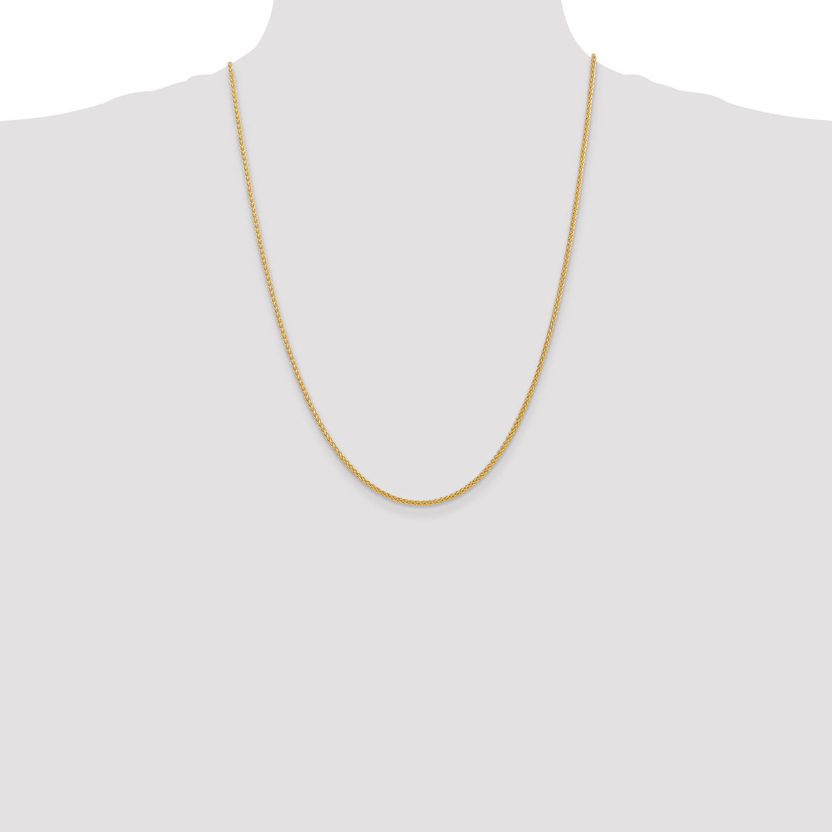 14K 24 inch 2mm Semi-Solid Wheat with Lobster Clasp Chain