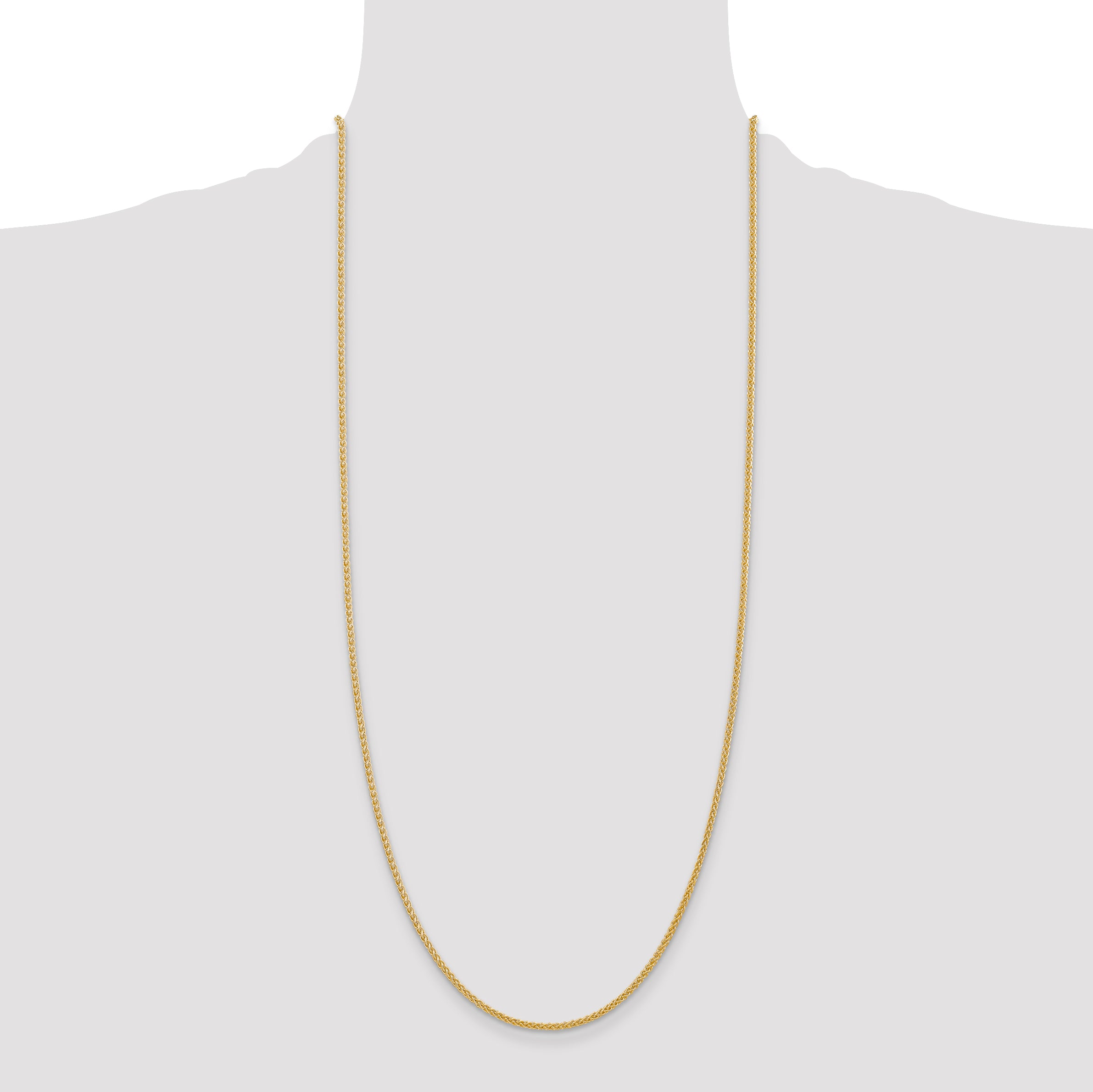 14K 30 inch 2mm Semi-Solid Wheat with Lobster Clasp Chain