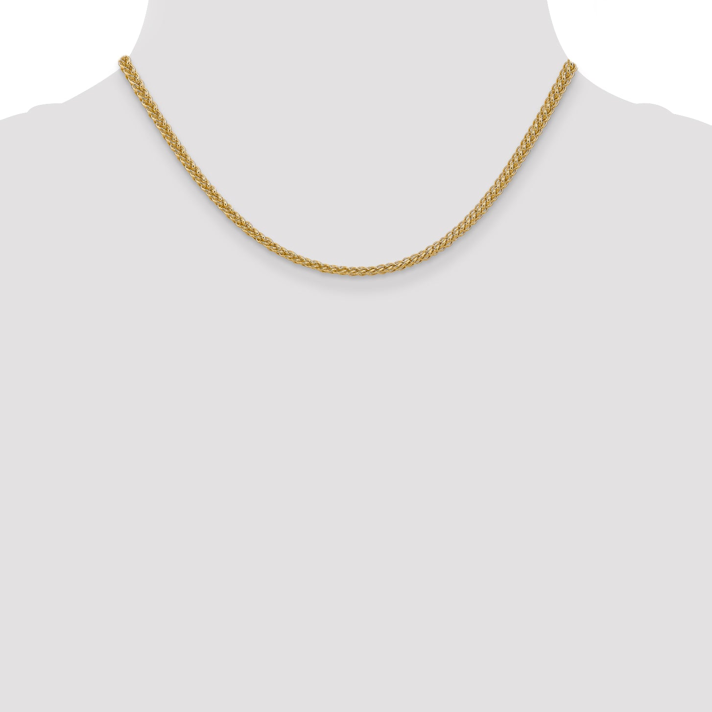 14K 16 inch 2.6mm Semi-Solid 3-Wire Wheat with Lobster Clasp Chain
