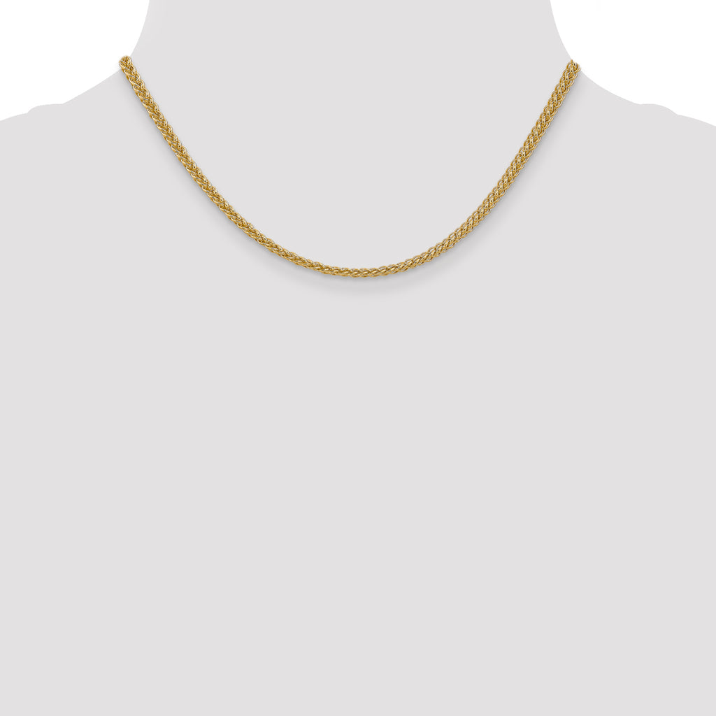 14K 16 inch 2.6mm Semi-Solid 3-Wire Wheat with Lobster Clasp Chain