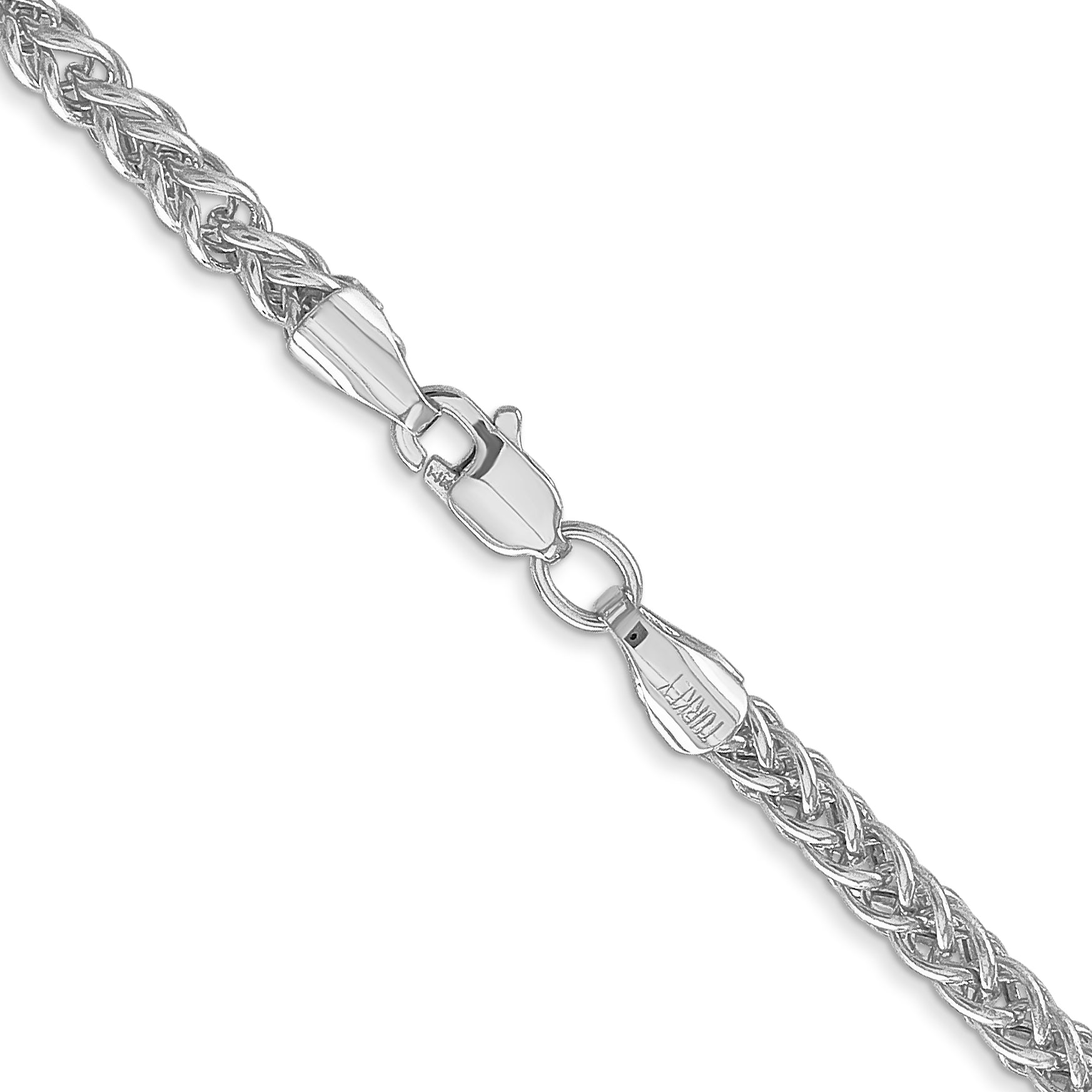 14k WG 2.6mm Semi-solid 3-Wire Wheat Chain