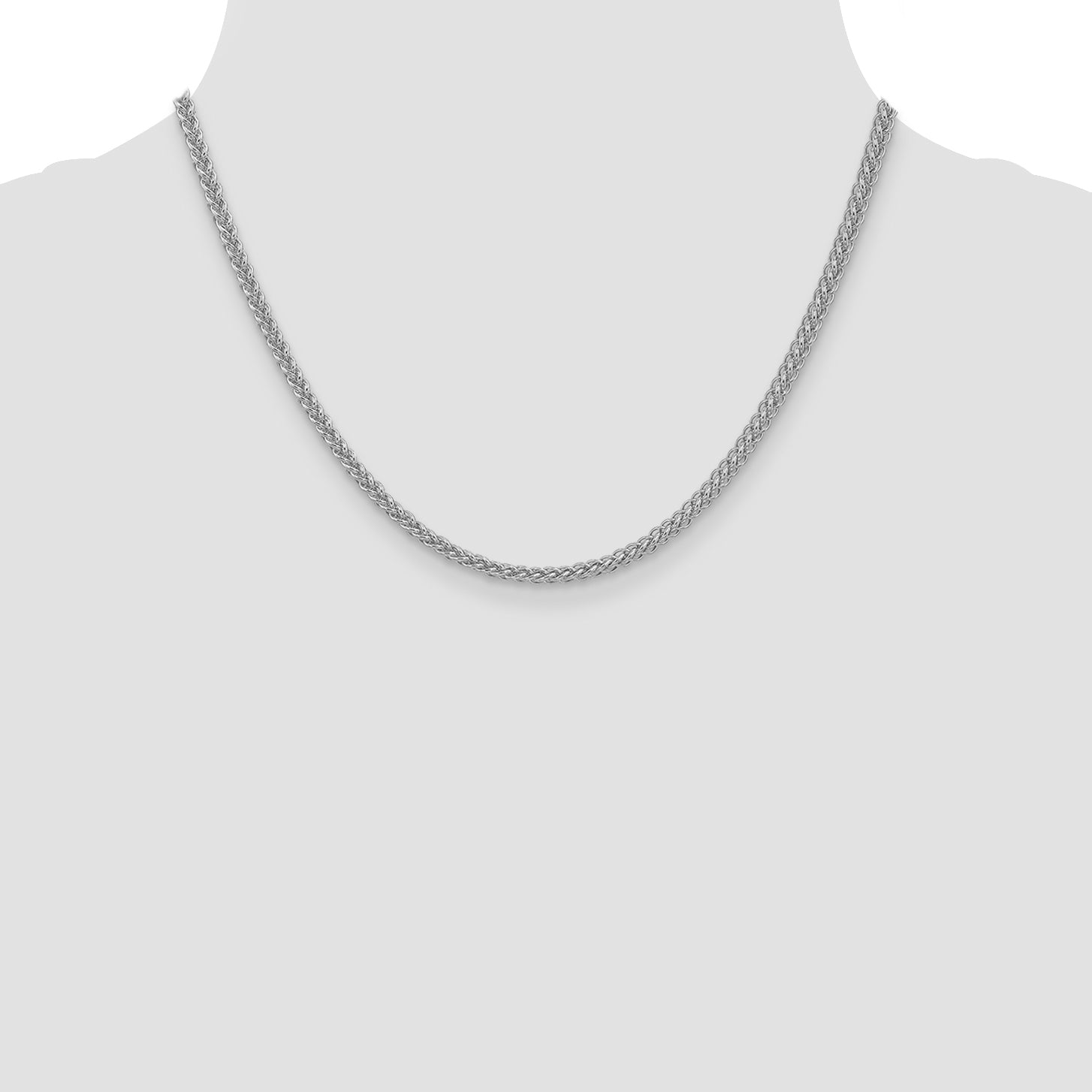 14K White Gold Wheat Chain Necklace 2.6mm
