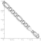 14K White Gold 8 inch 5.75mm Semi-Solid Figaro with Lobster Clasp Bracelet