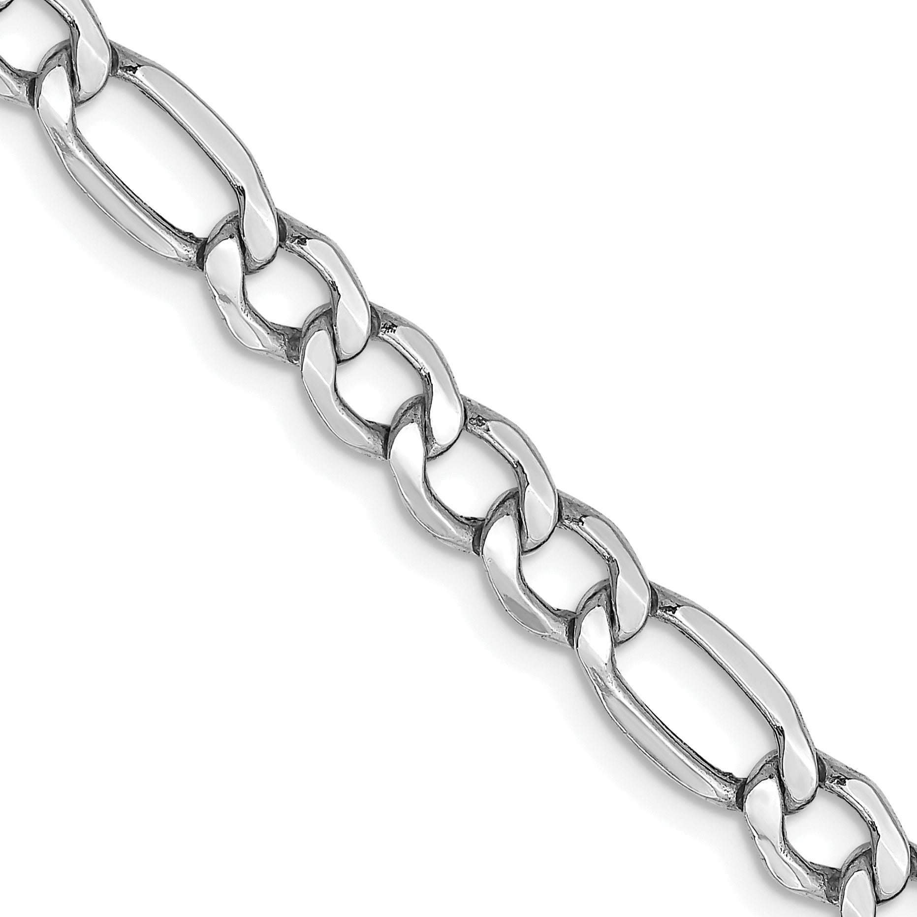 14K White Gold 26 inch 5.75mm Semi-Solid Figaro with Lobster Clasp Chain