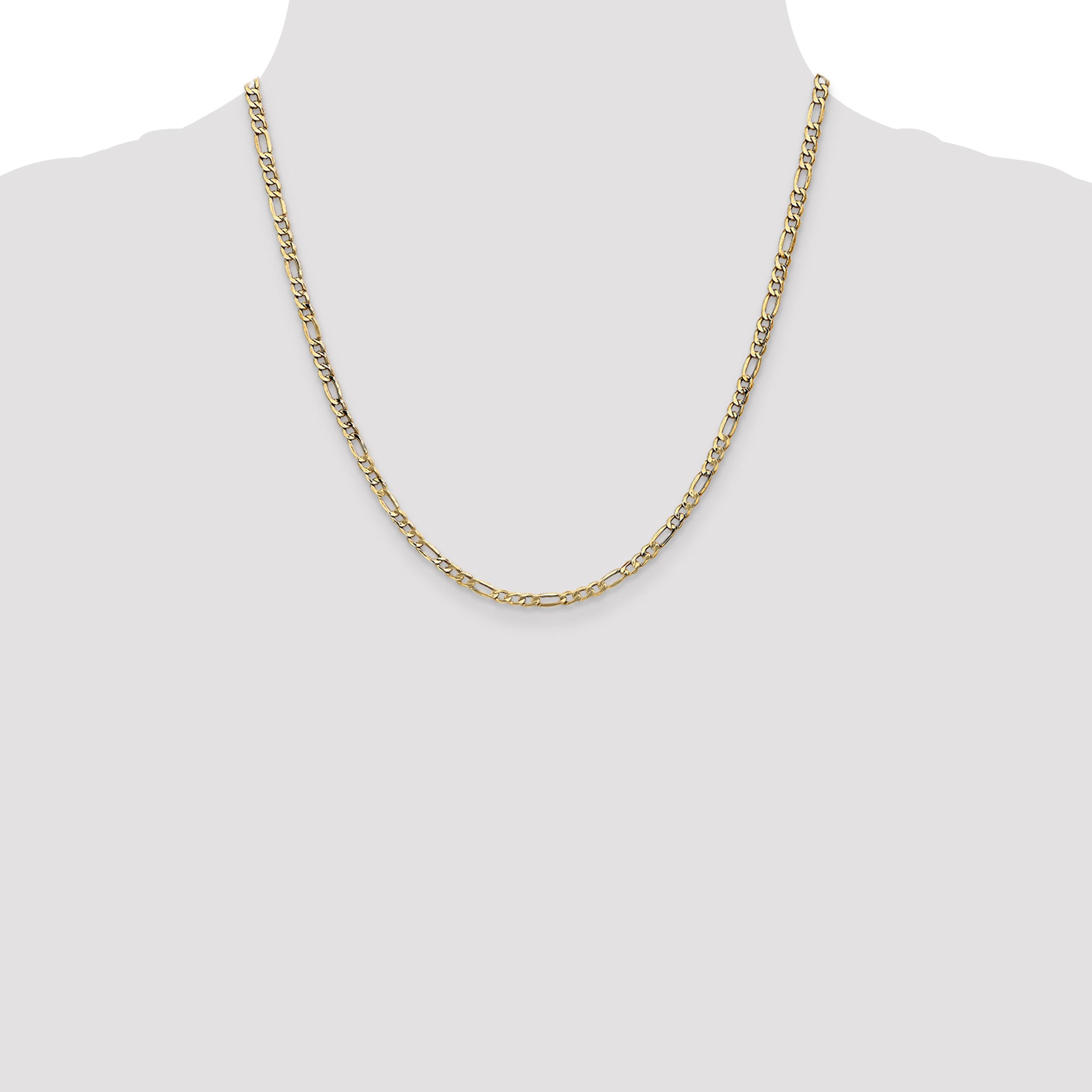 14K 20 inch 3.5mm Semi-Solid Figaro with Lobster Clasp Chain