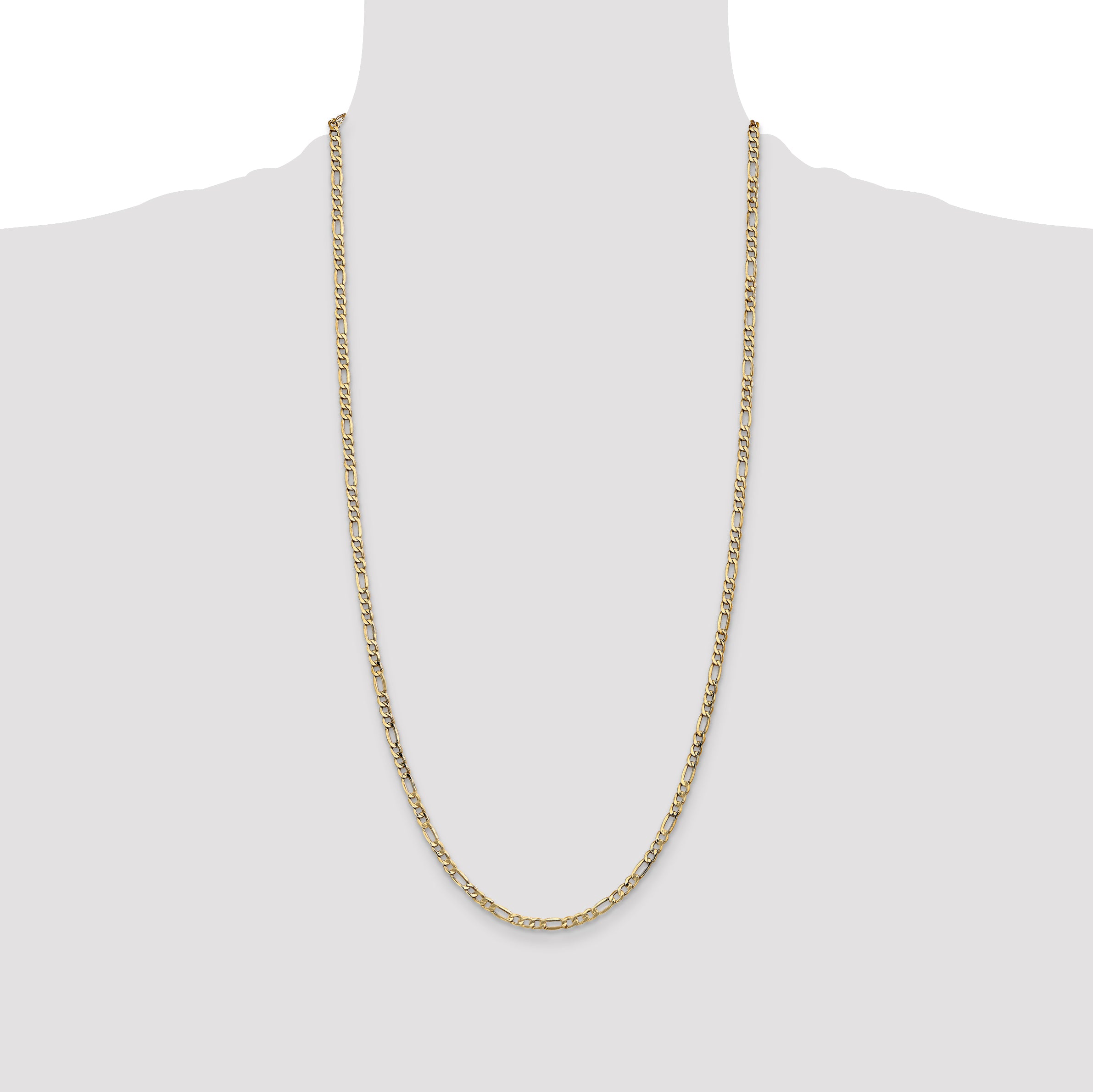 14K 28 inch 3.5mm Semi-Solid Figaro with Lobster Clasp Chain