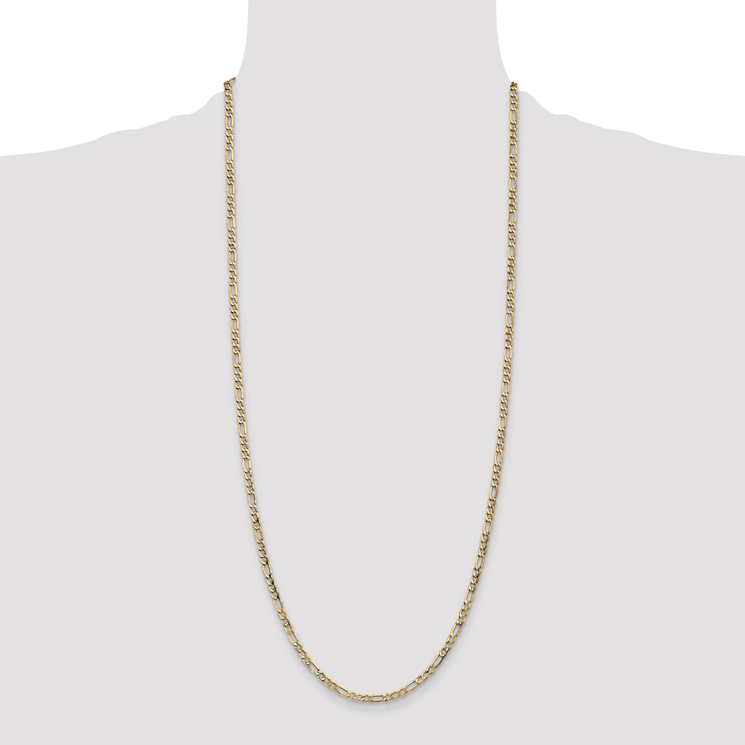 14K 30 inch 3.5mm Semi-Solid Figaro with Lobster Clasp Chain
