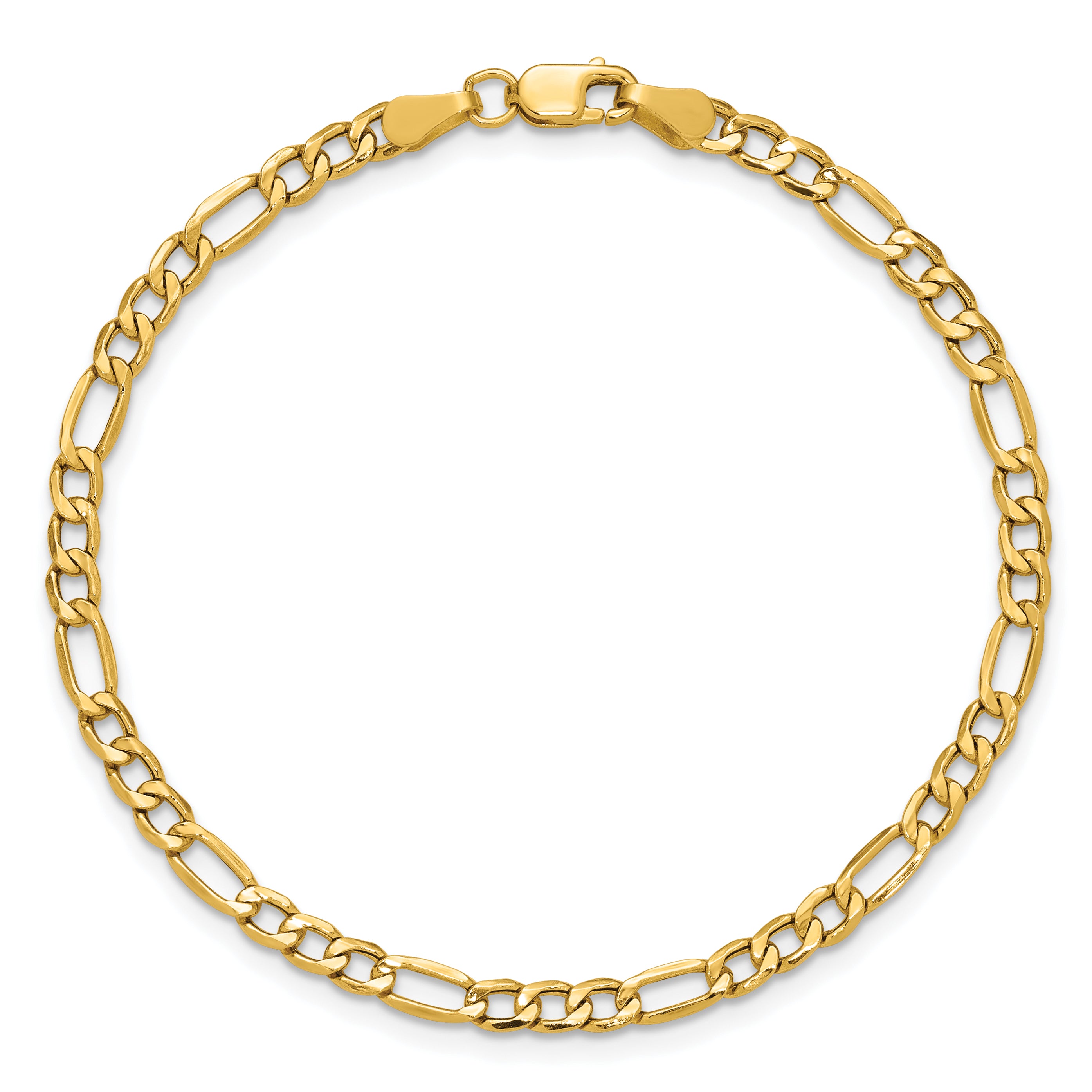 14K 10 inch 3.5mm Semi-Solid Figaro with Lobster Clasp Anklet