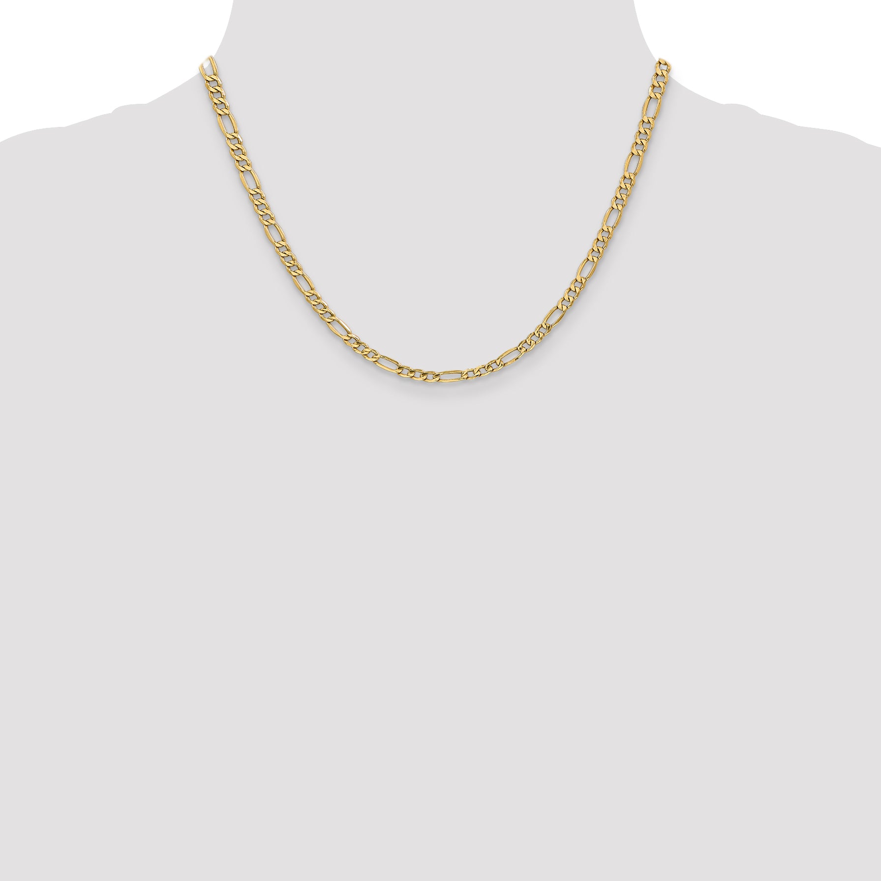 14K 18 inch 4.2mm Semi-Solid Figaro with Lobster Clasp Chain