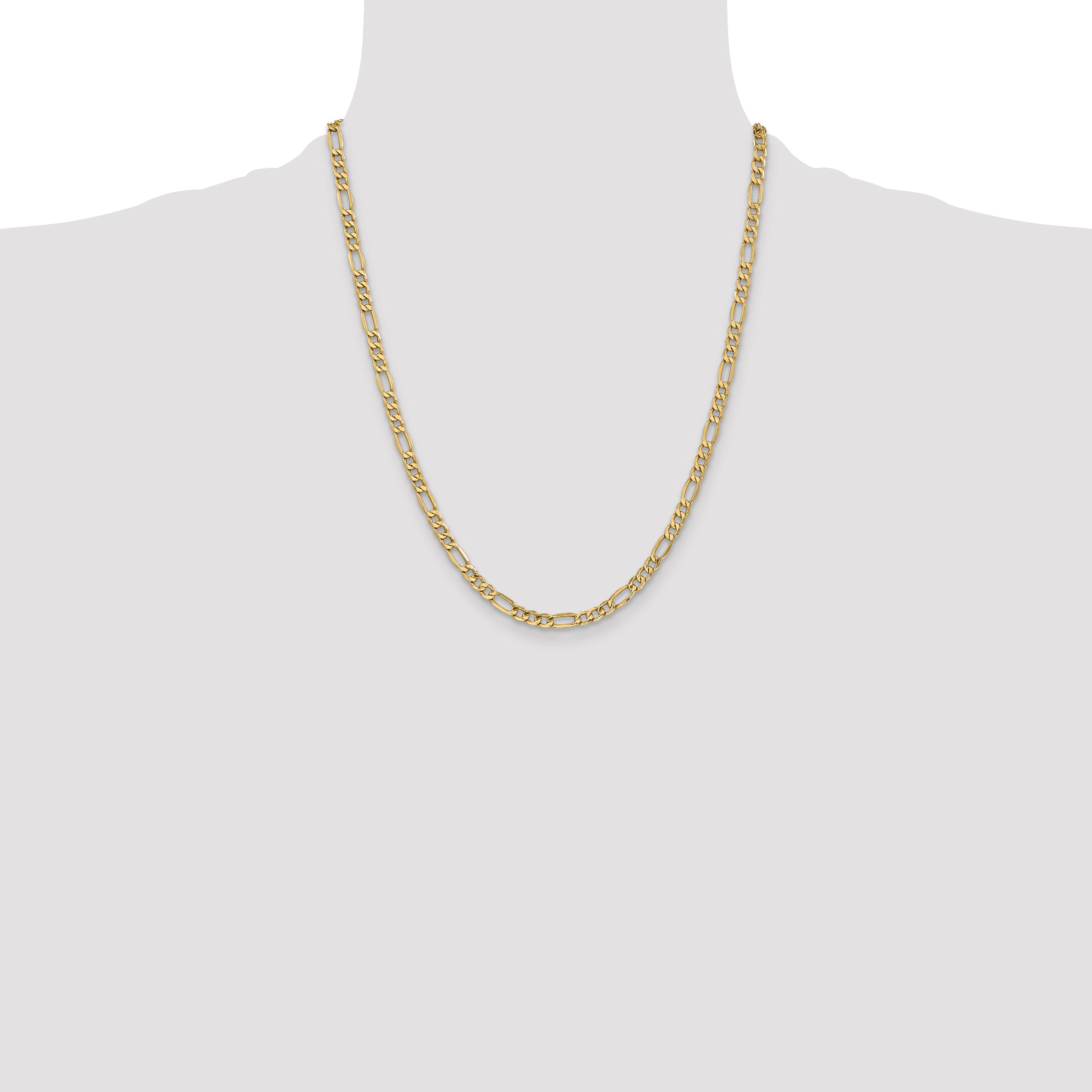 14K 22 inch 4.2mm Semi-Solid Figaro with Lobster Clasp Chain