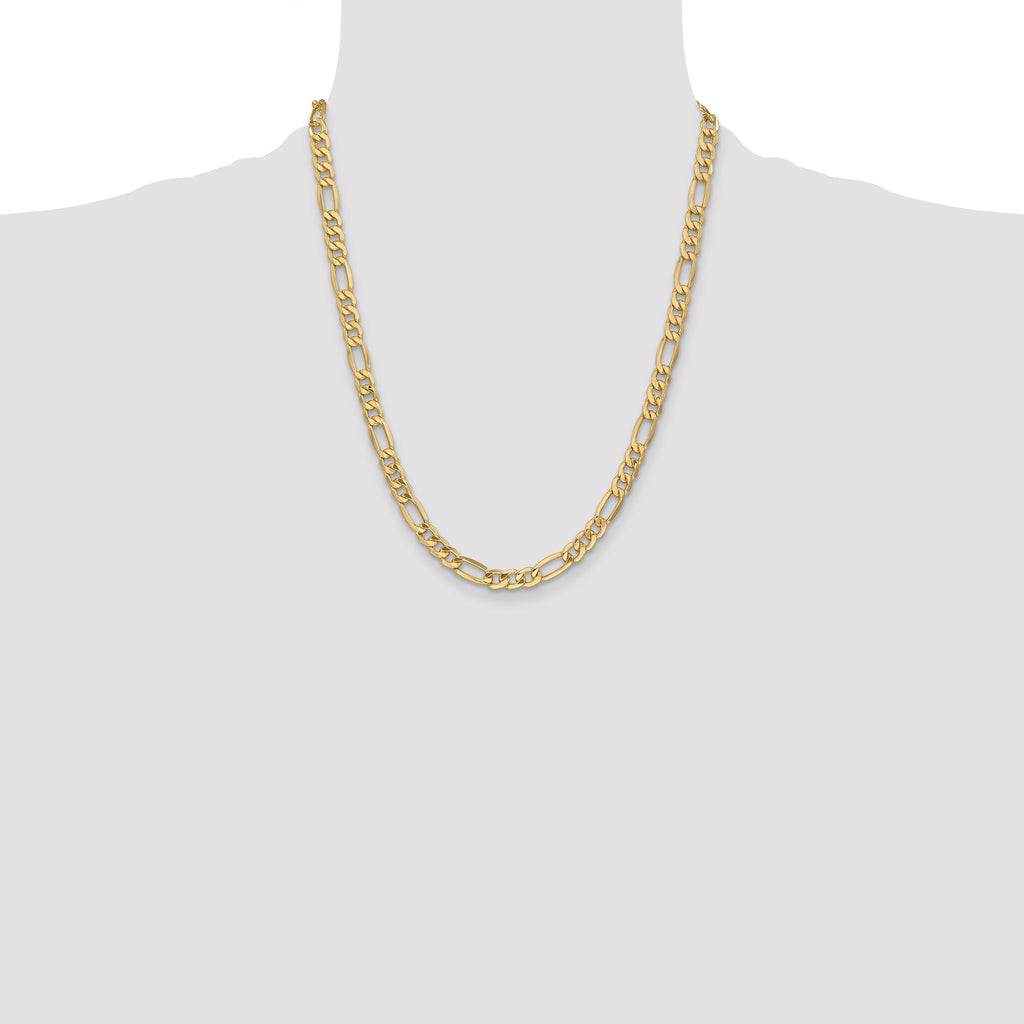 14K Yellow Gold Figaro Chain Necklace 6.25mm - Sophia Jewelers