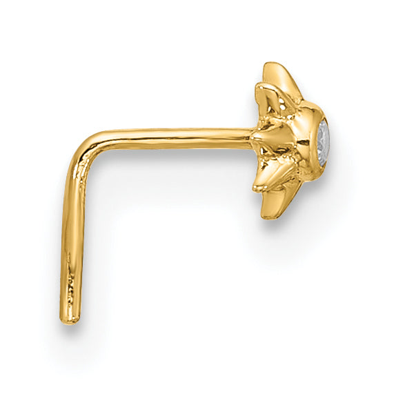 14k 23 Gauge CZ Sun Nose Stud Secondary image