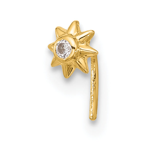 14k 23 Gauge CZ Sun Nose Stud Main image