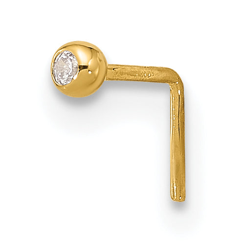 14k 23 Gauge 2.2mm CZ Nose Stud Main image