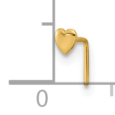 14k 22 Gauge Polished Heart Nose Stud
