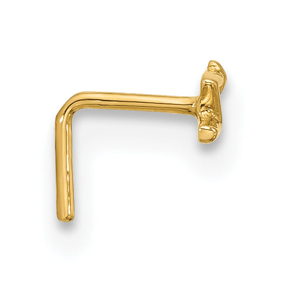 14k 22 Gauge Lightning Bolt Nose Stud Secondary image