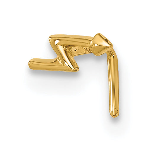 14k 22 Gauge Lightning Bolt Nose Stud