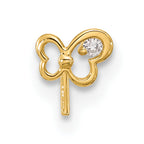 14k 23 Gauge CZ Butterfly Nose Stud